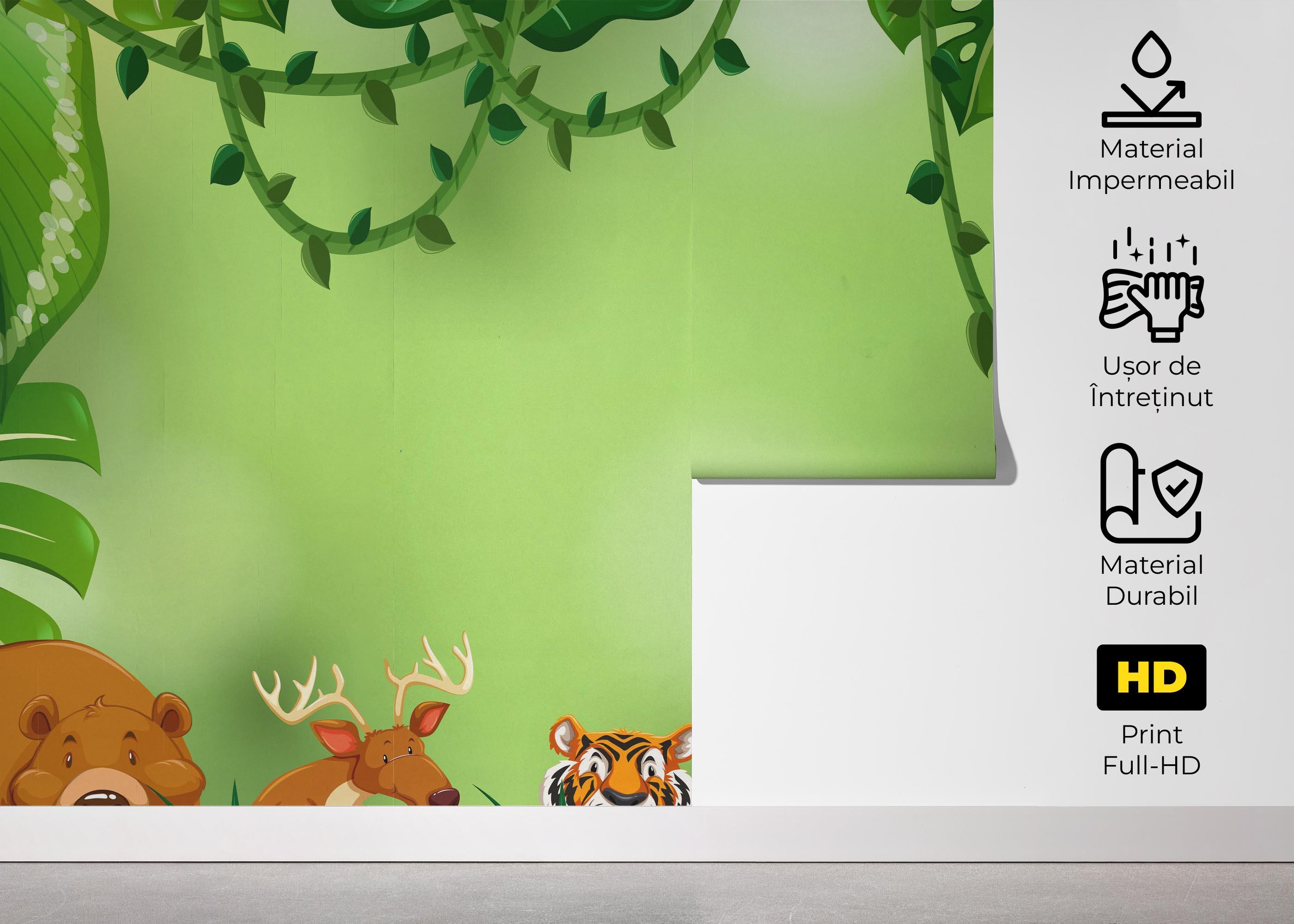 Fototapet Cartoon Green Wall mockup 5