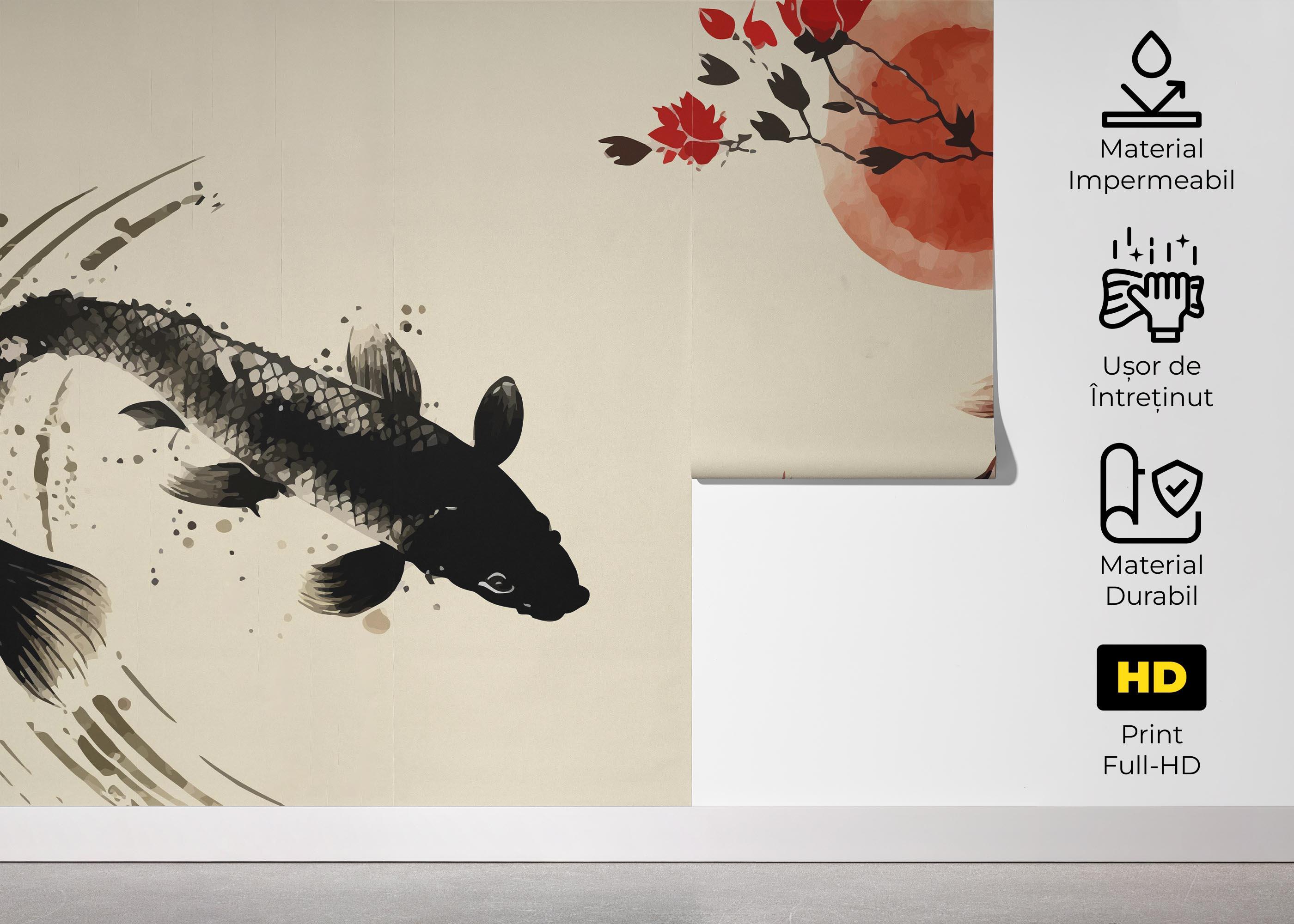 Fototapet Red Black Koi mockup 5