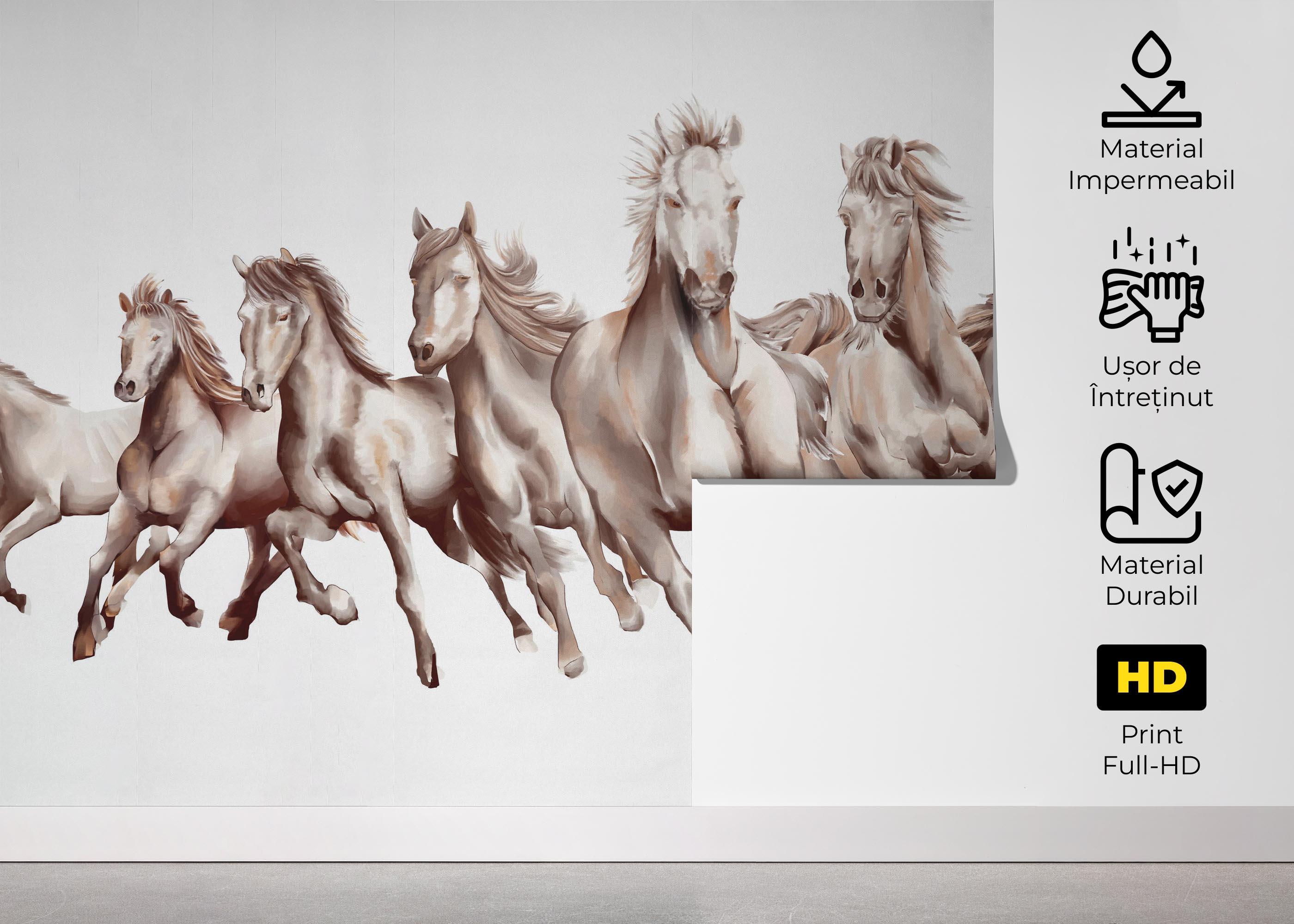 Fototapet White Cream Horse mockup 5