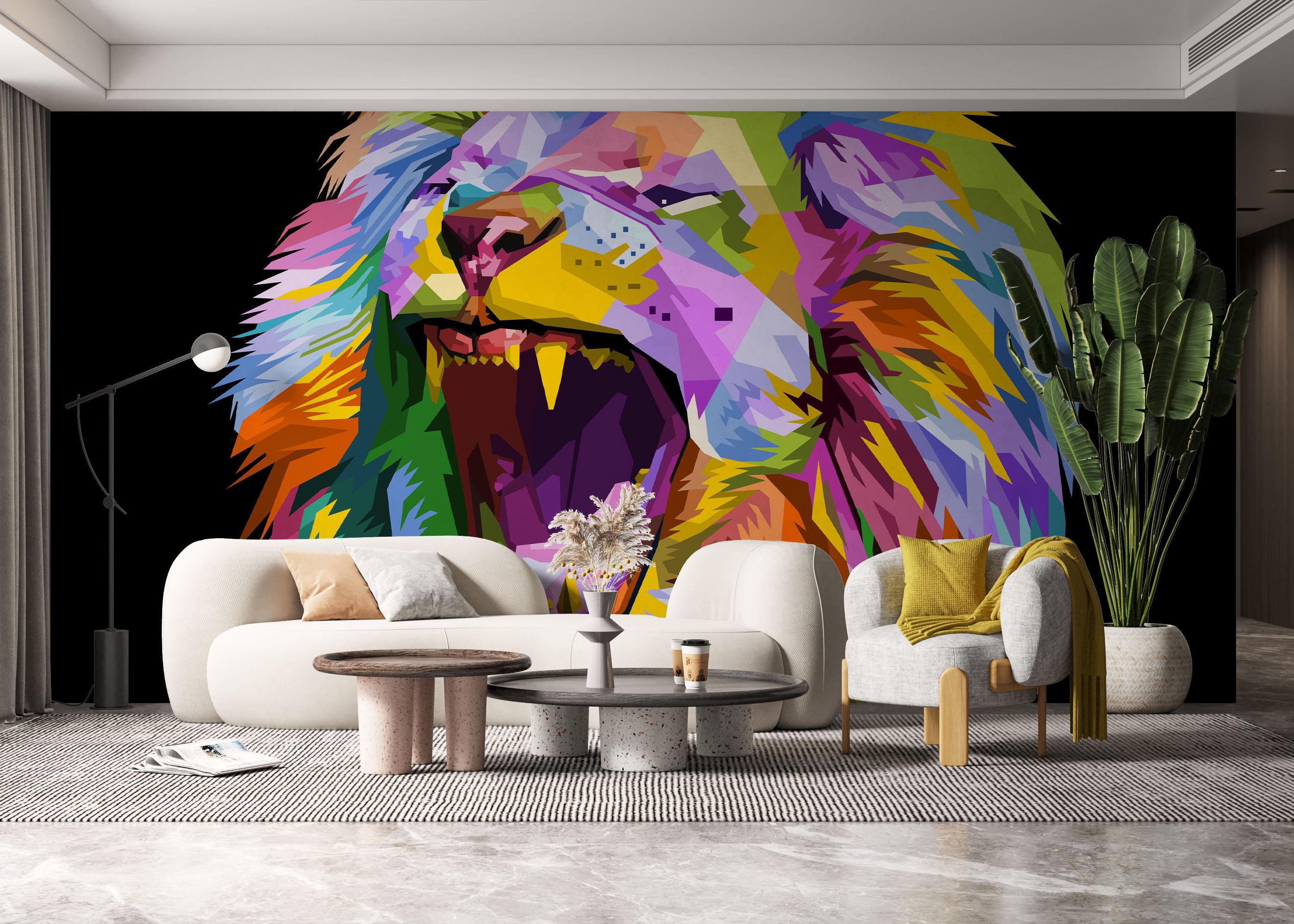 Fototapet Angry Lion Head mockup 6