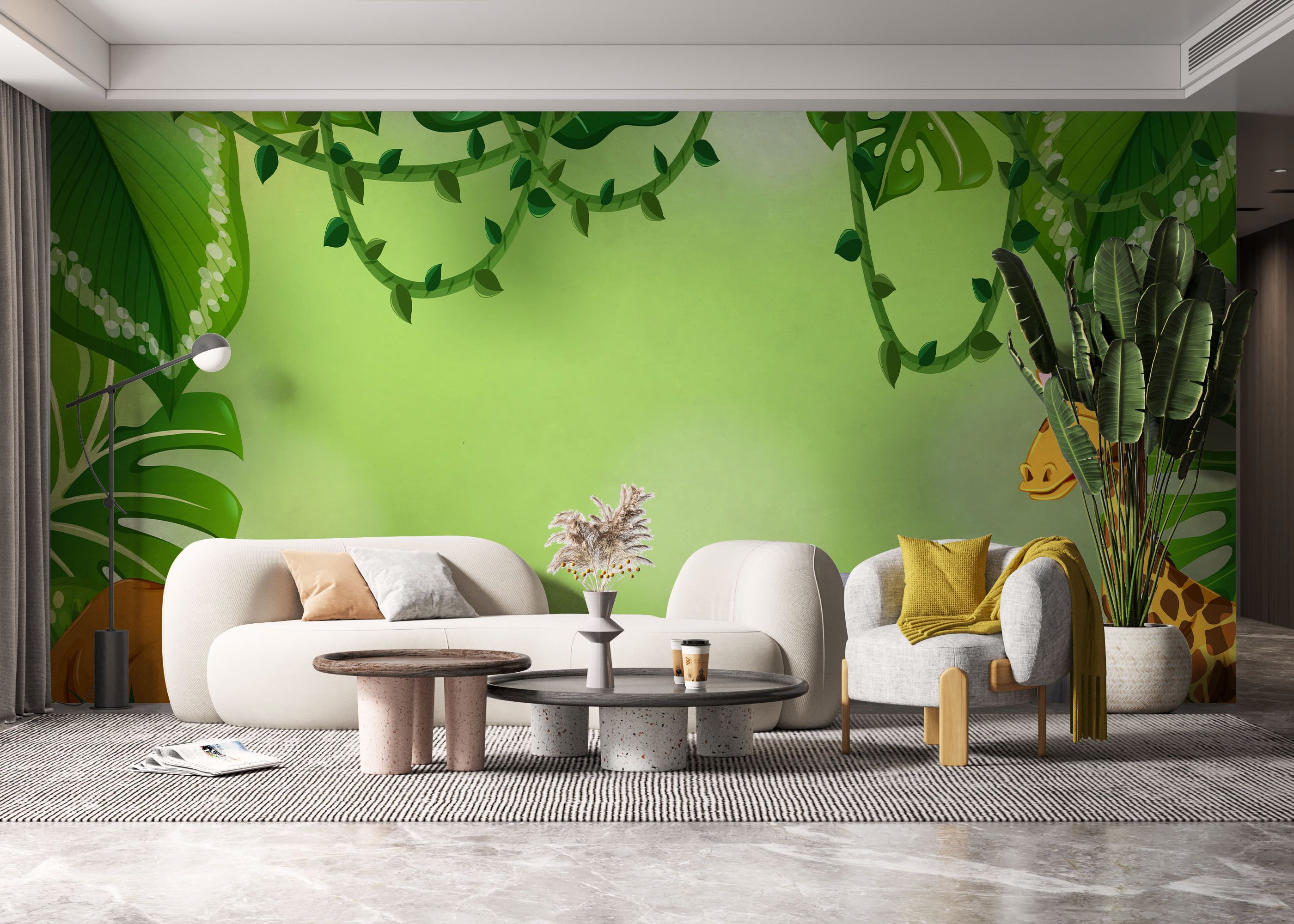 Cartoon Green Wall mockup 6