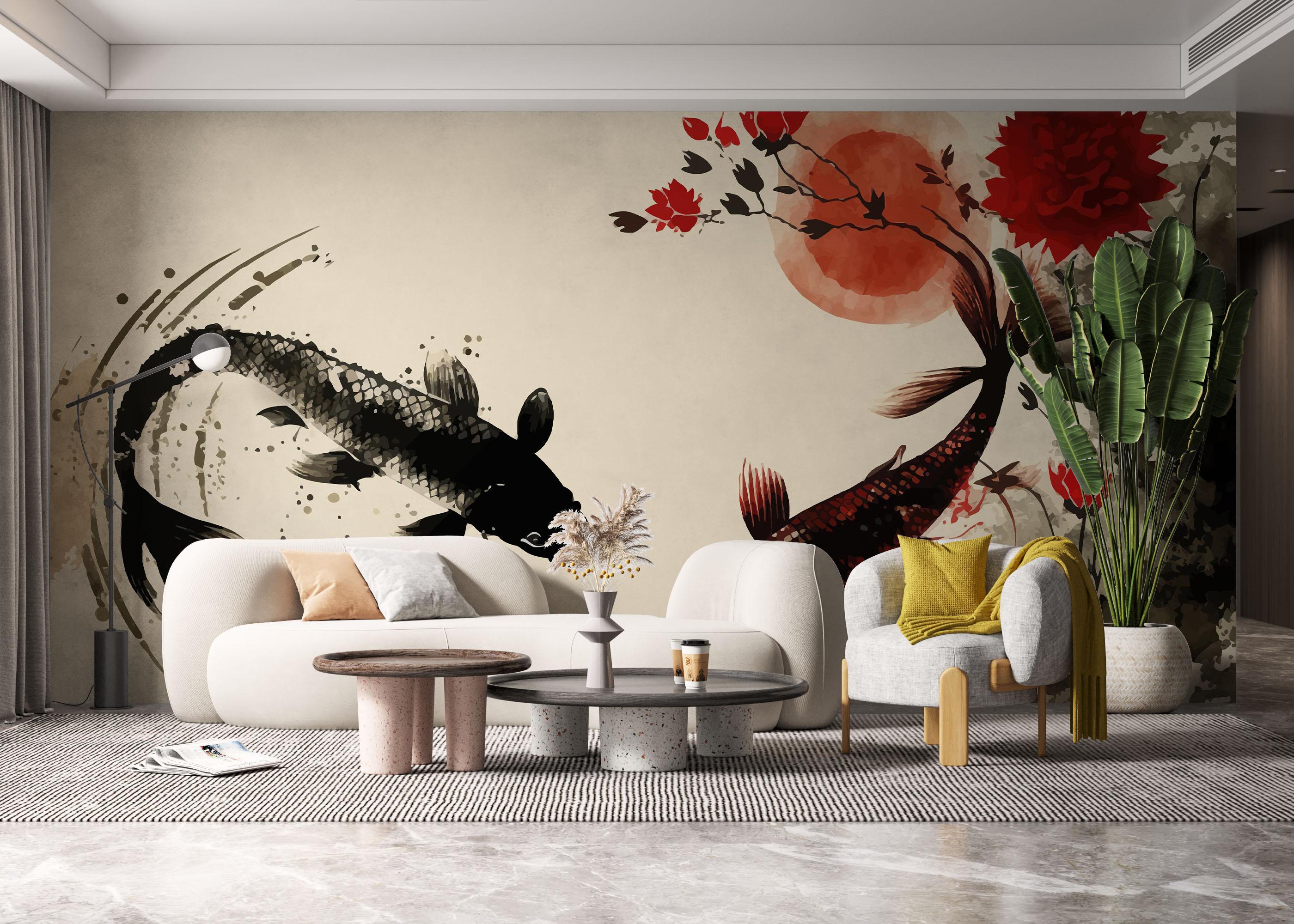 Fototapet Red Black Koi mockup 6