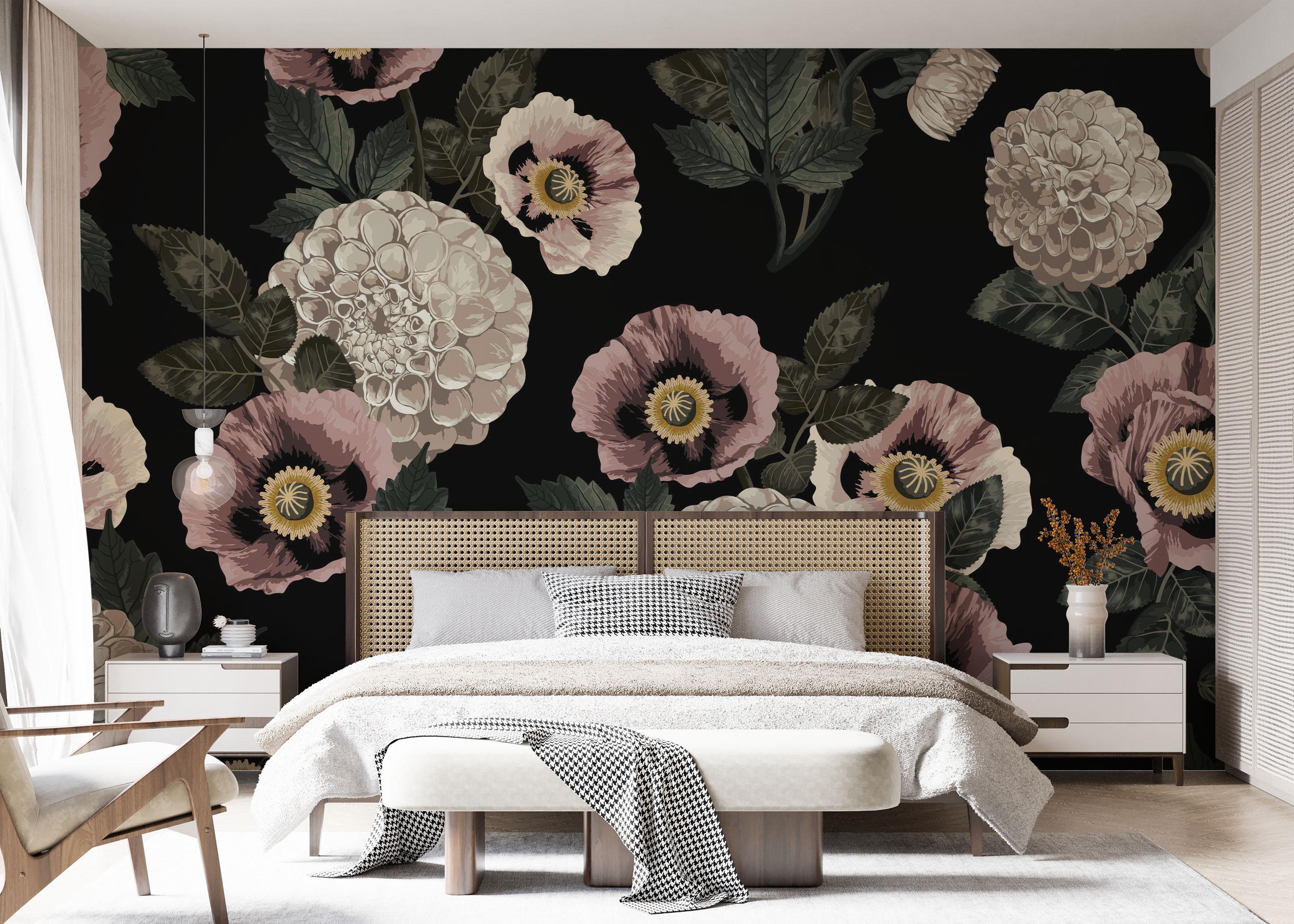 Fototapet Black Pink Poppy mockup 7