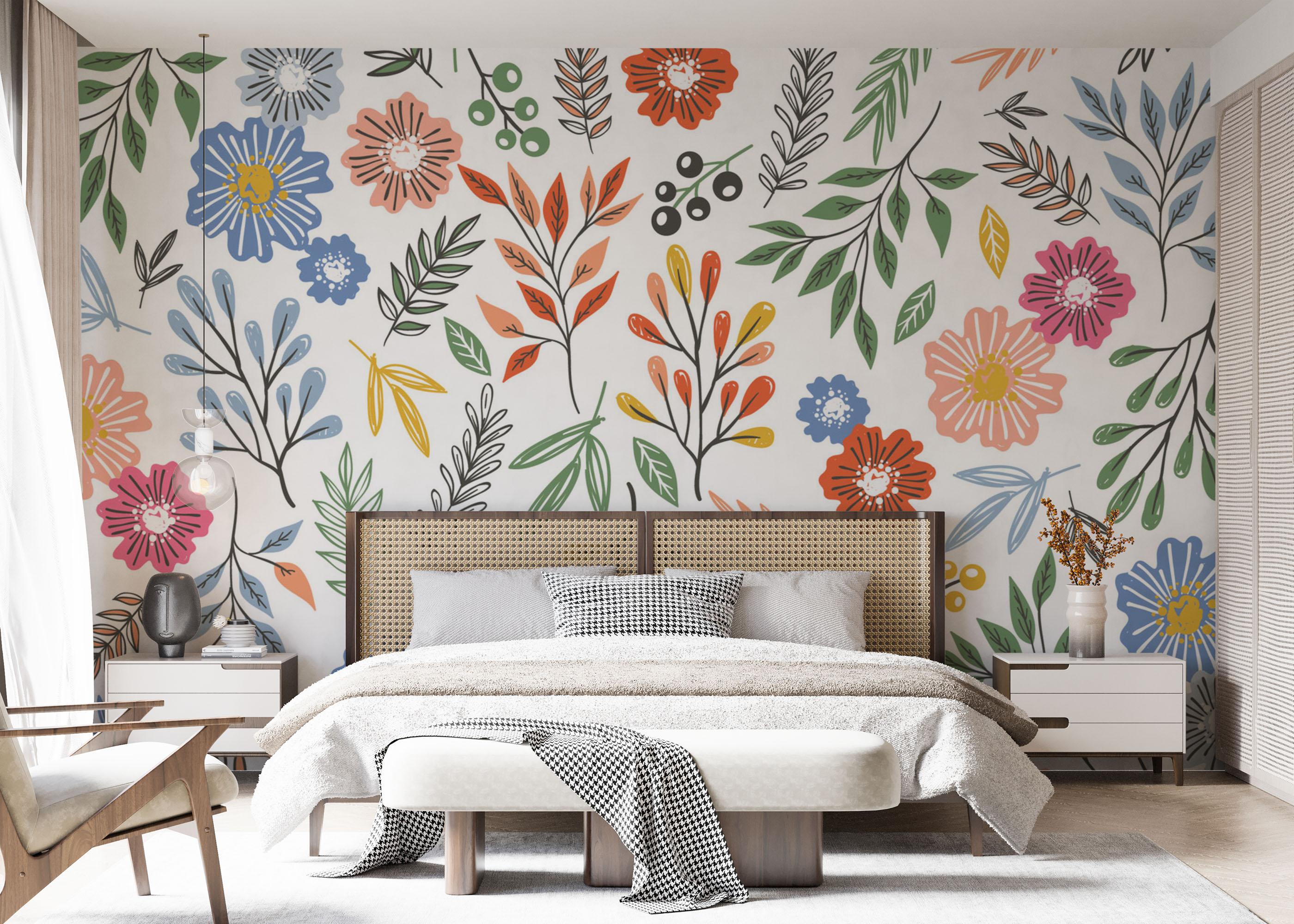 Fototapet Colored Flower Pattern mockup 7