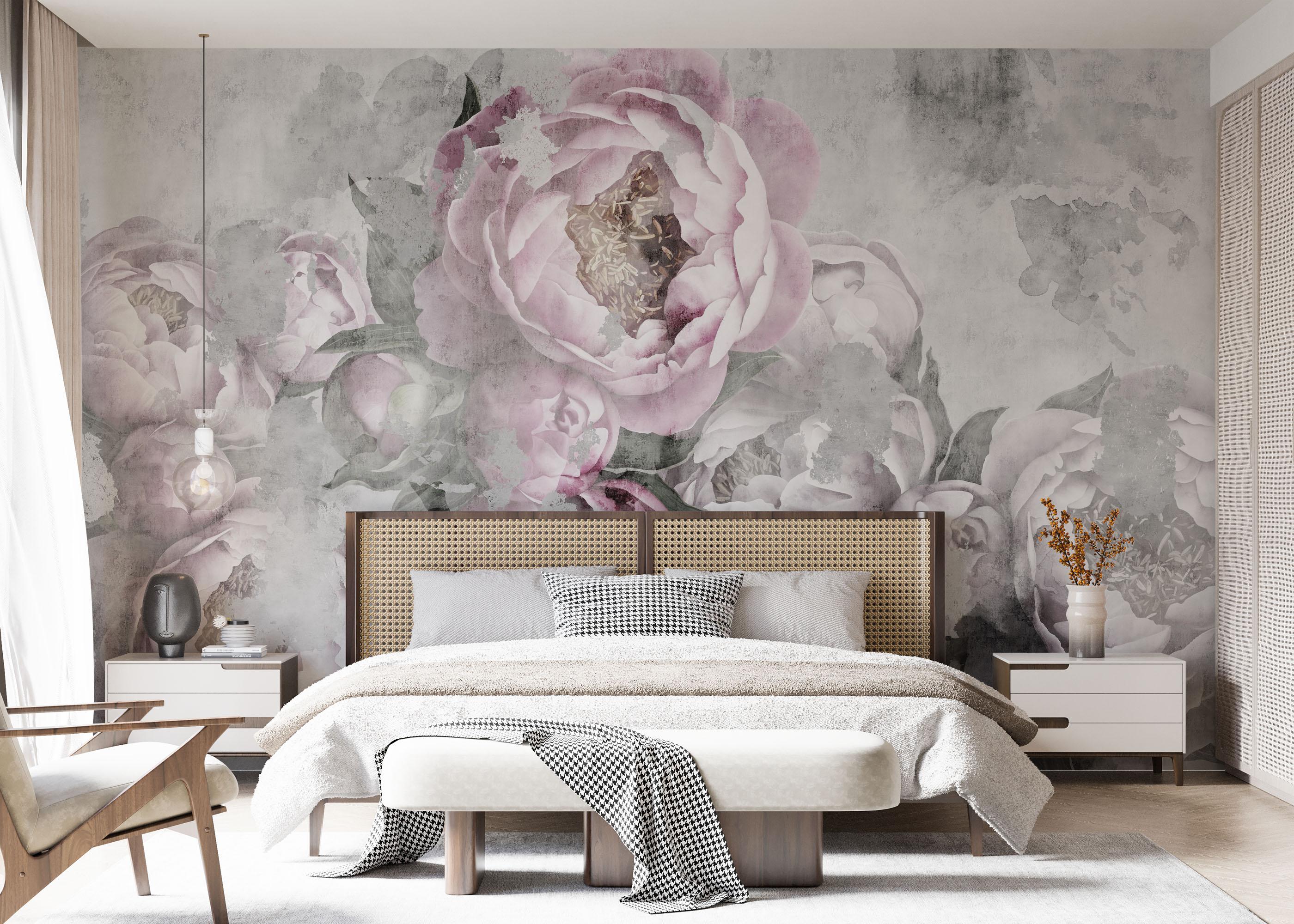 Fototapet Faded Peonies mockup 7