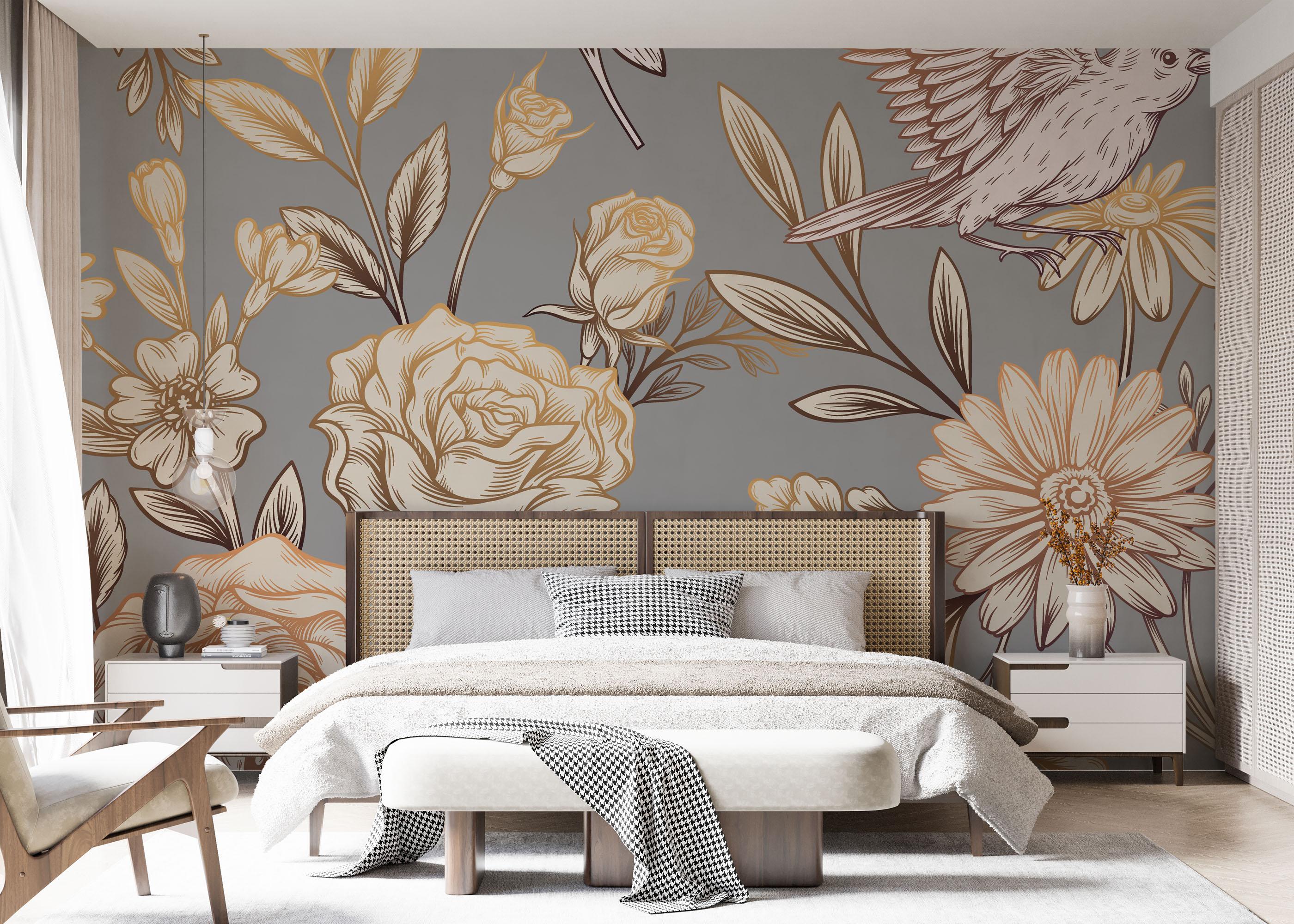 Fototapet Gold Brown Flower mockup 7