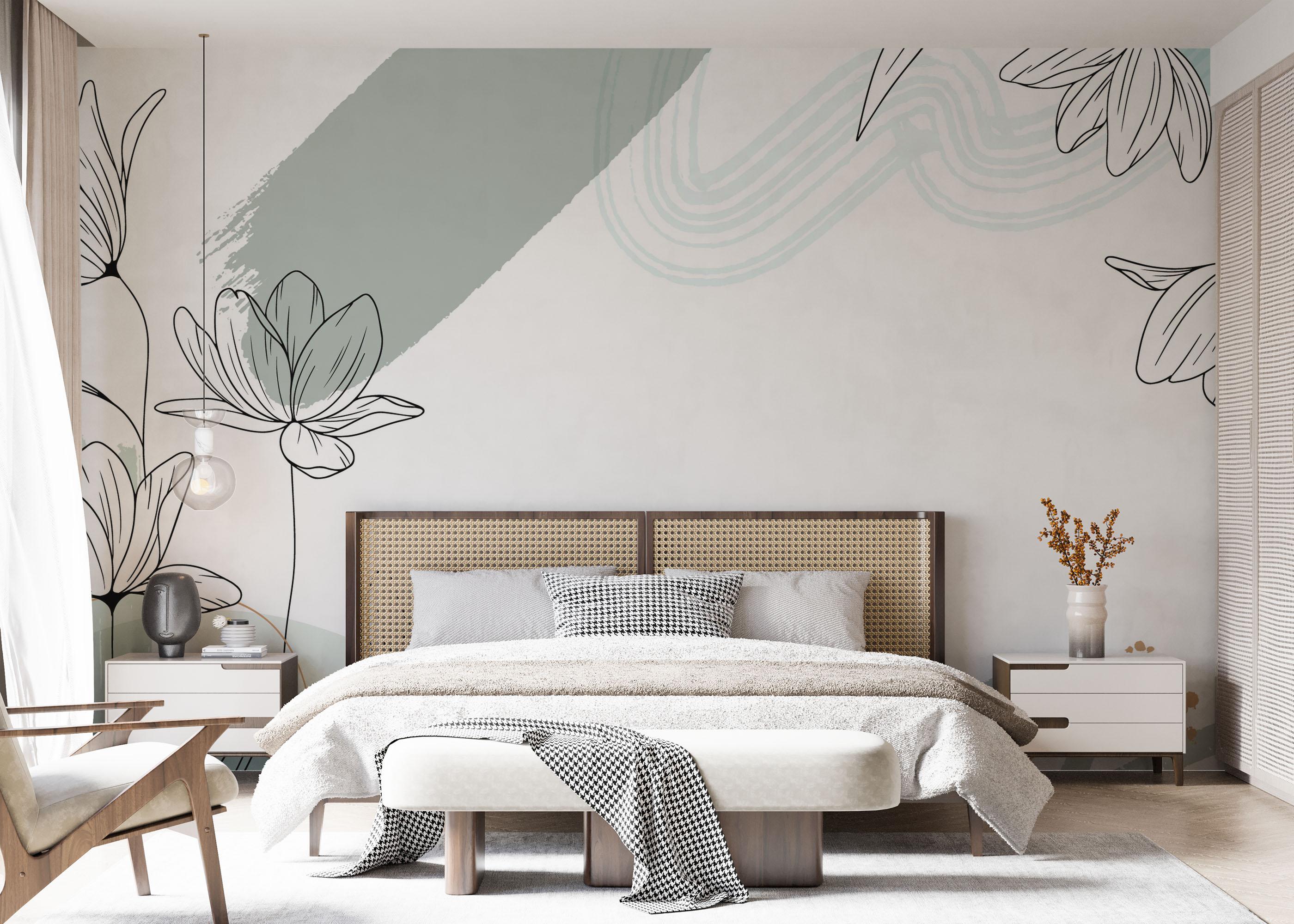 Fototapet Green Flower Wall mockup 7