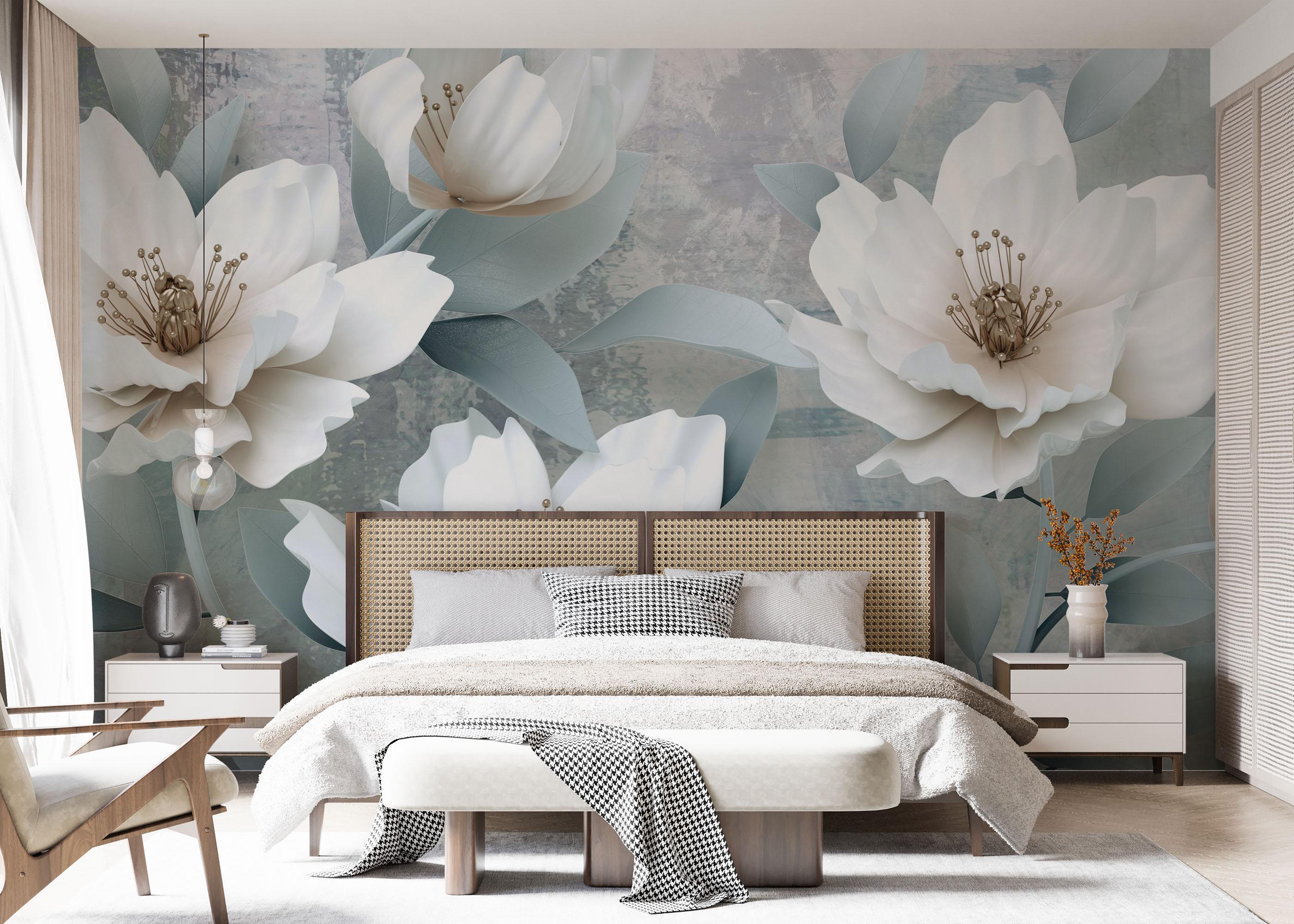 Fototapet Light Turquoise Flowers mockup 7