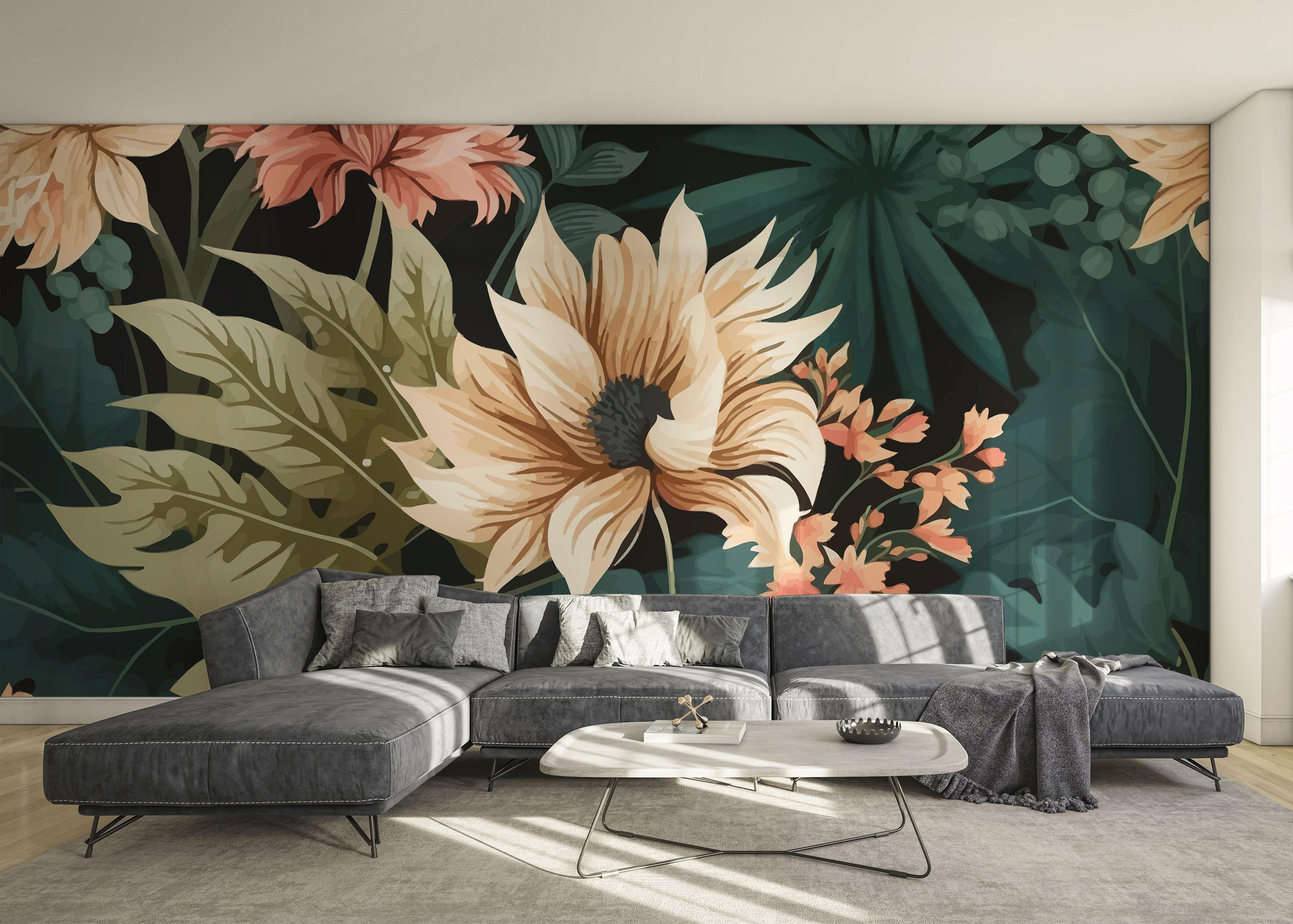 Fototapet Beautiful Cream Flower mockup 0