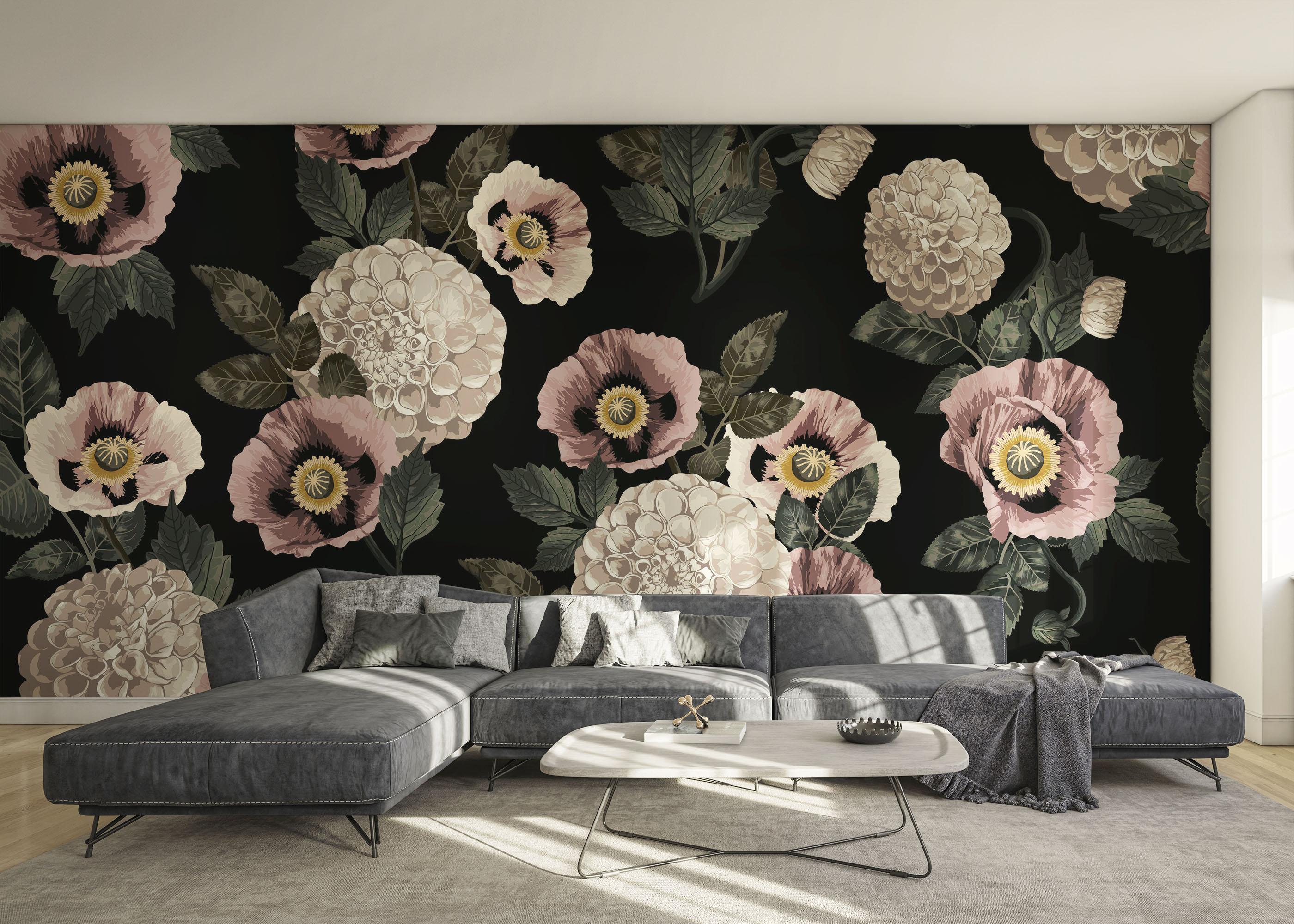 Fototapet Black Pink Poppy mockup 0