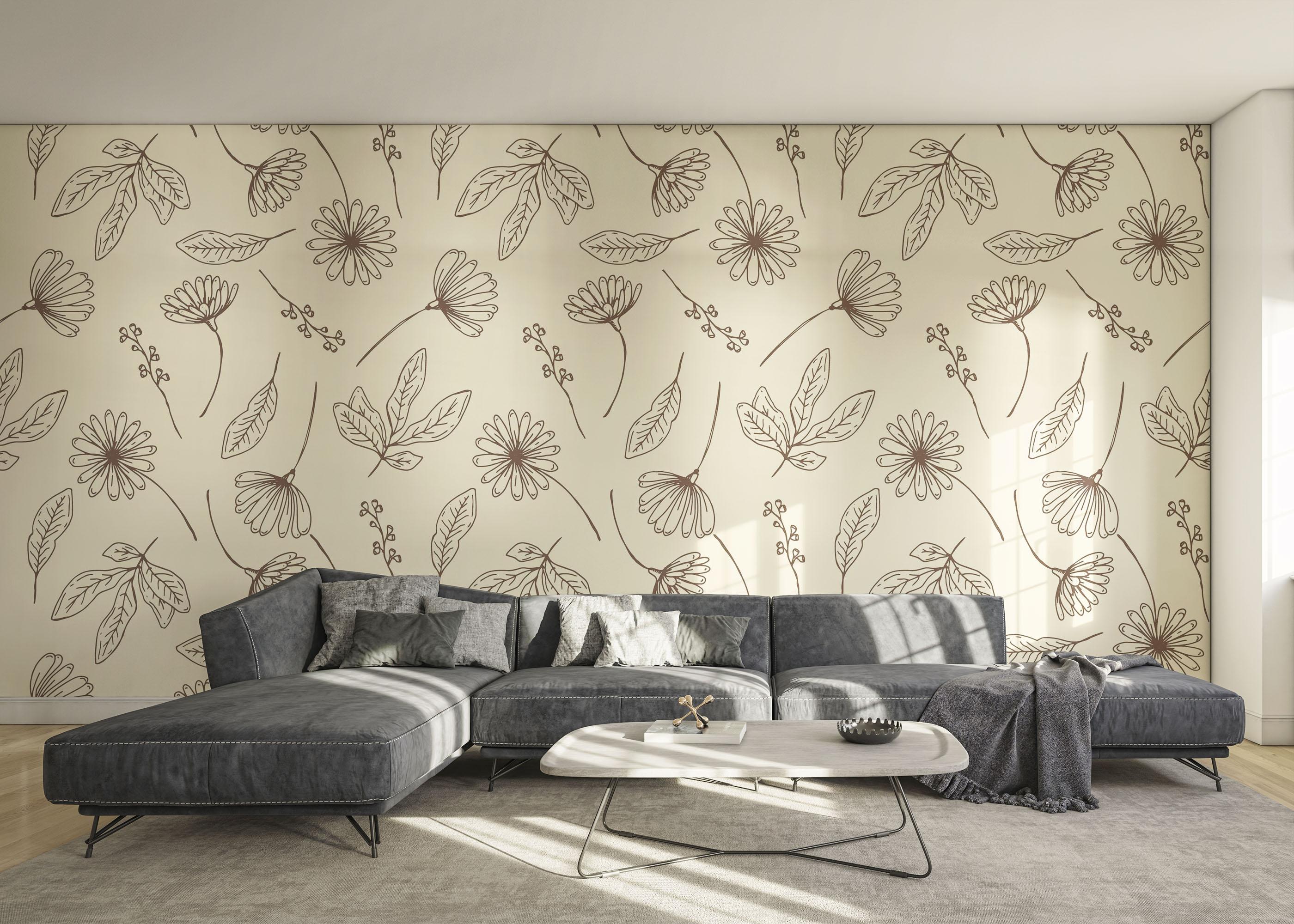 Fototapet Brown Line Flower mockup 0