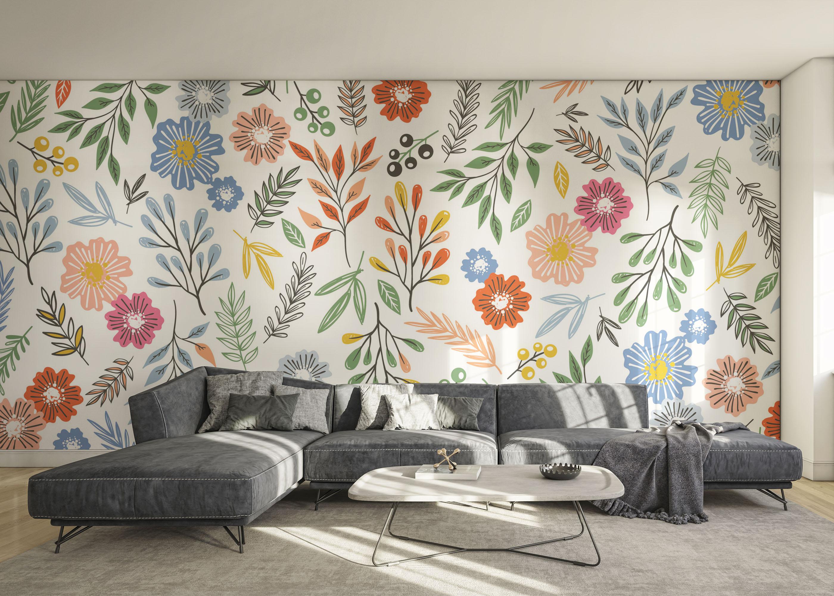 Fototapet Colored Flower Pattern mockup 0