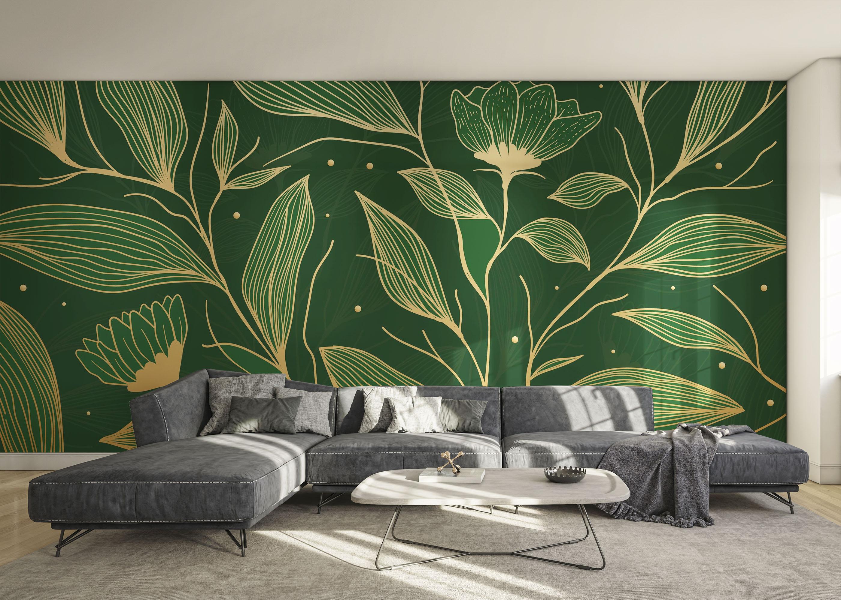 Fototapet Cream Gold Green mockup 0