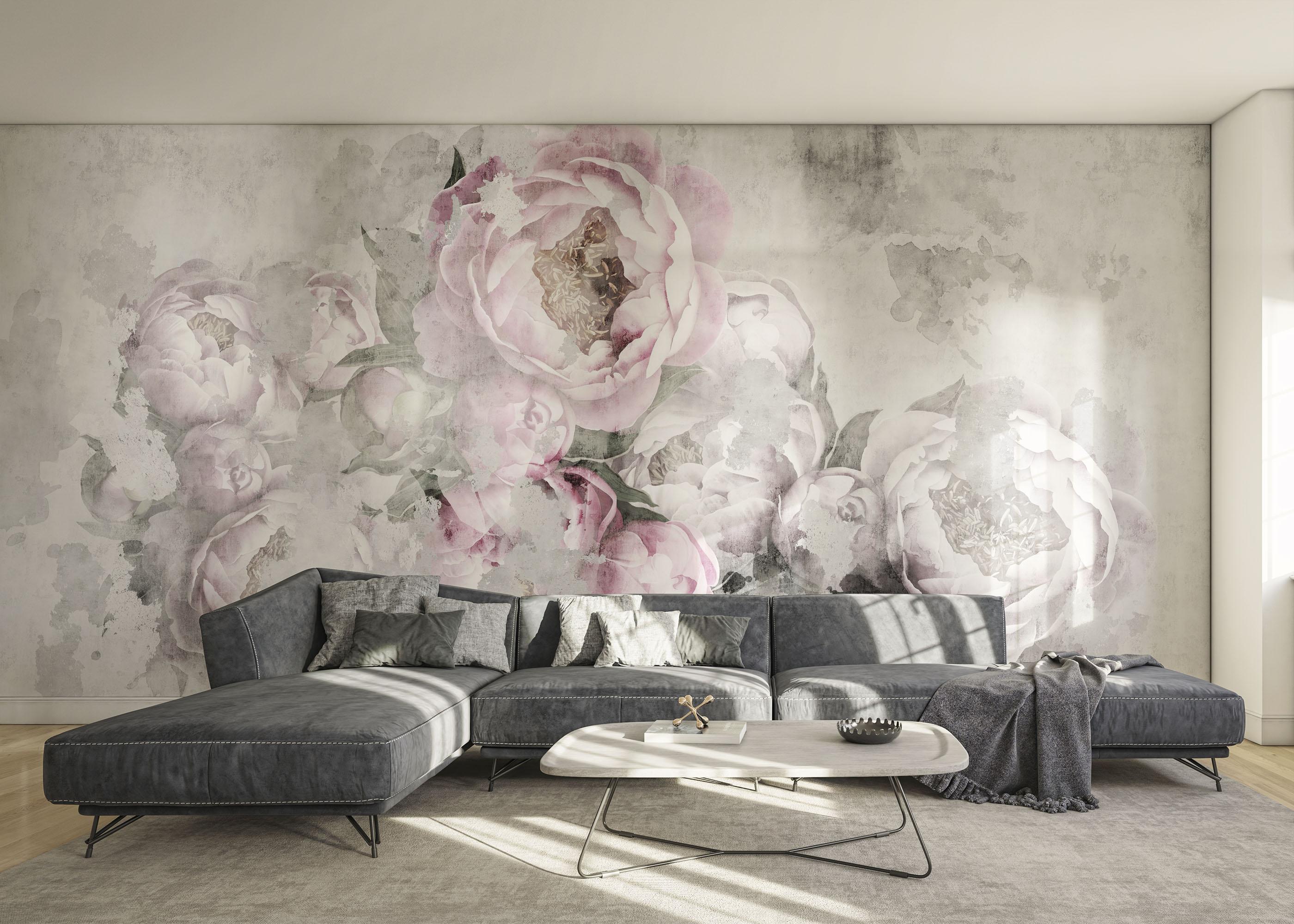 Fototapet Faded Peonies mockup 0