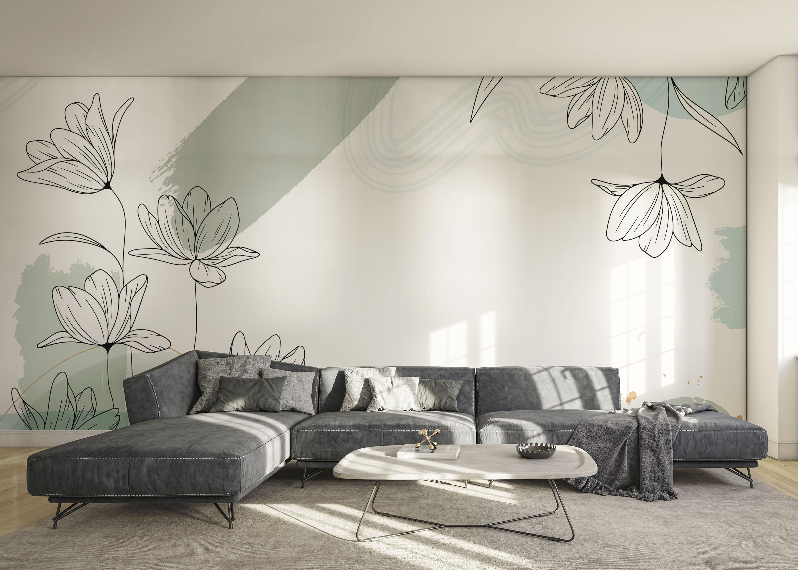 Fototapet Green Flower Wall mockup 0