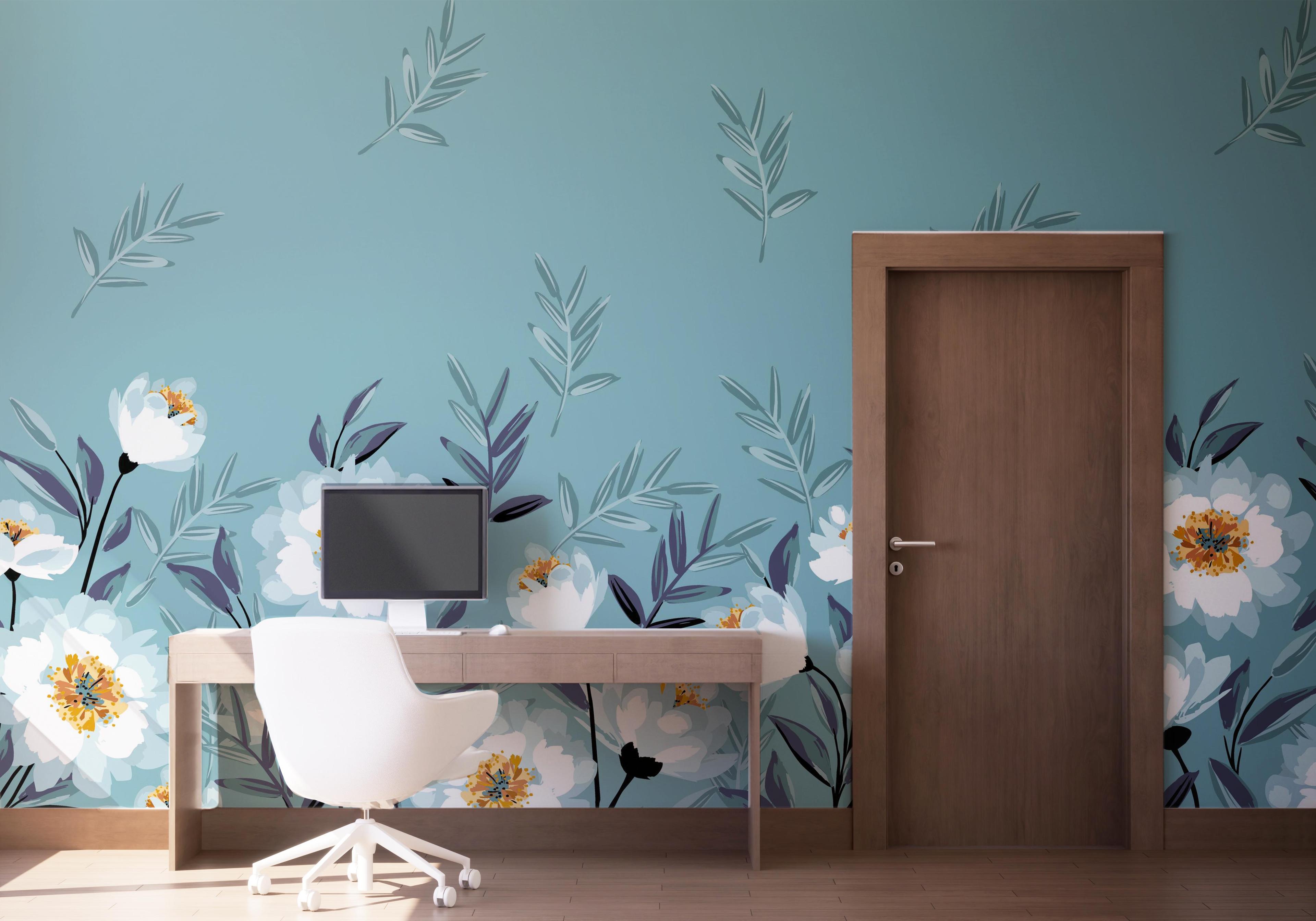 Fototapet Baby Blue Flower mockup 1