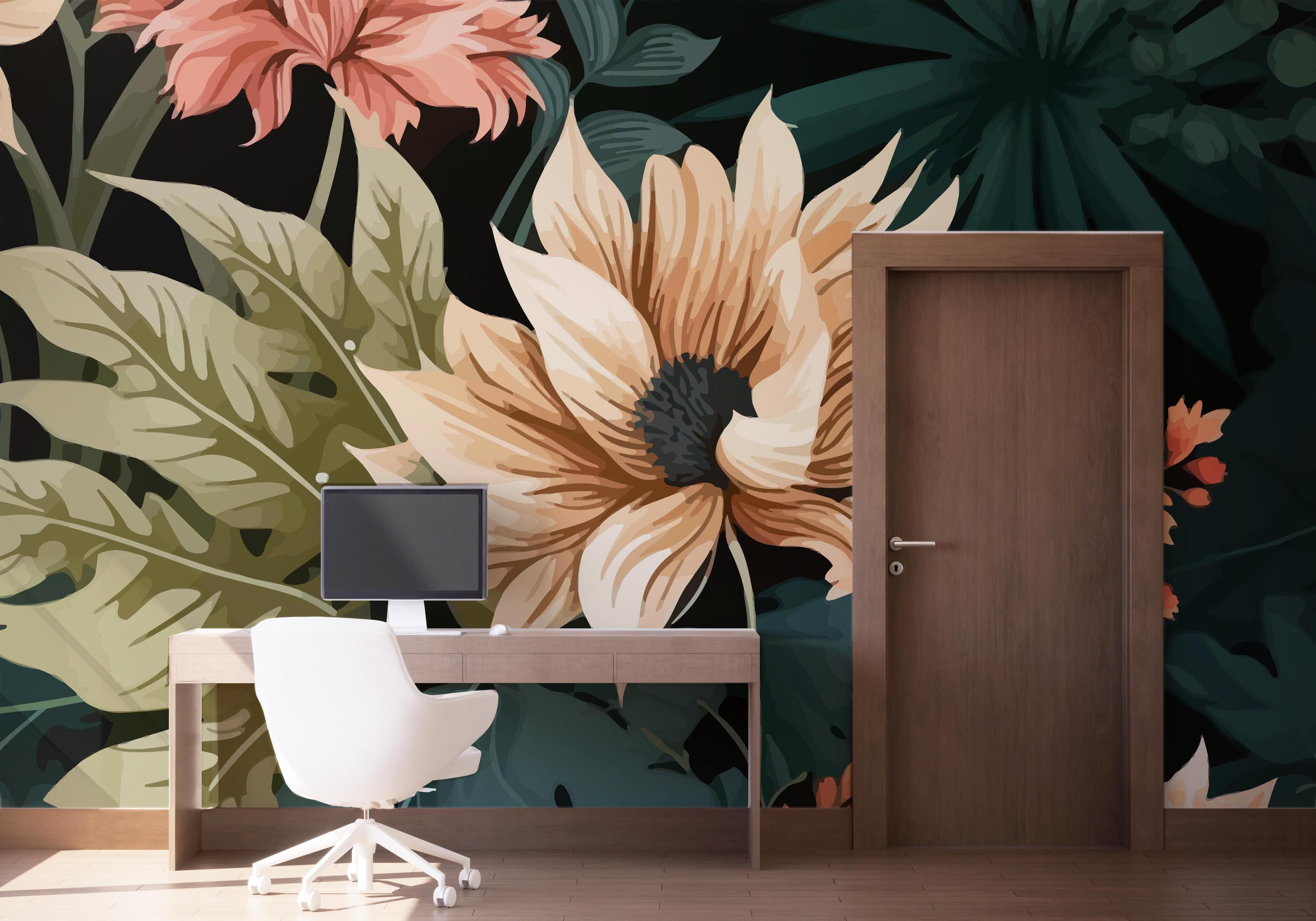 Fototapet Beautiful Cream Flower mockup 1