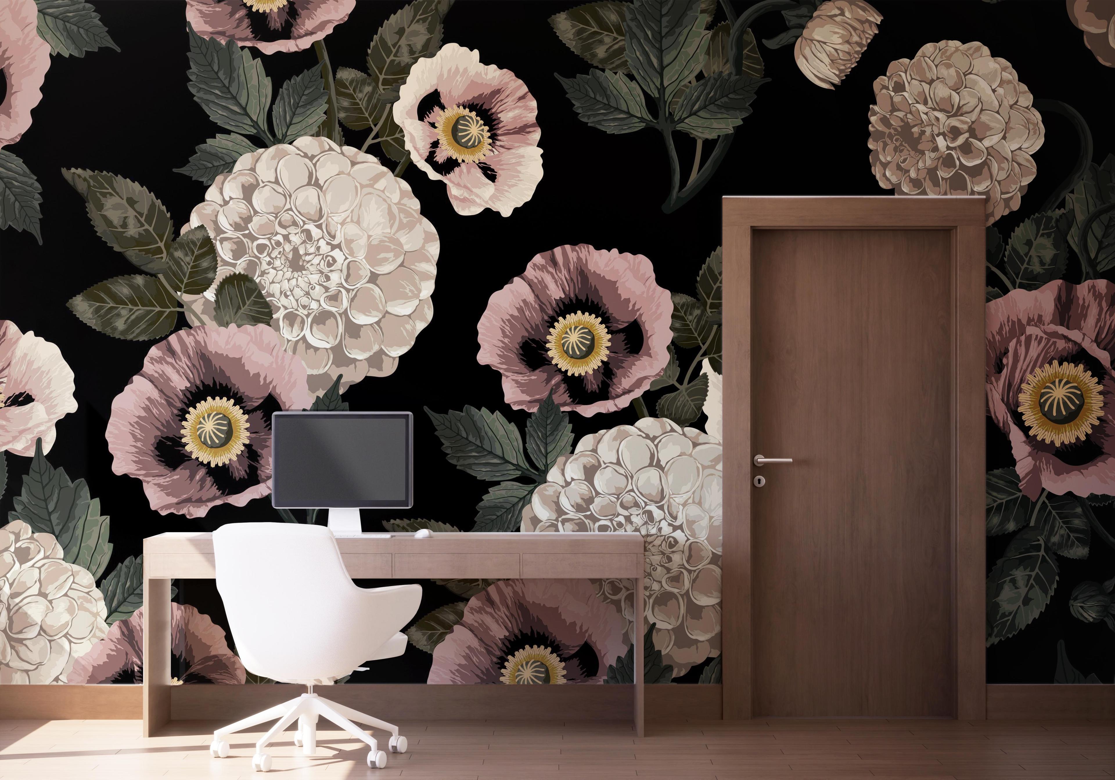 Fototapet Black Pink Poppy mockup 1