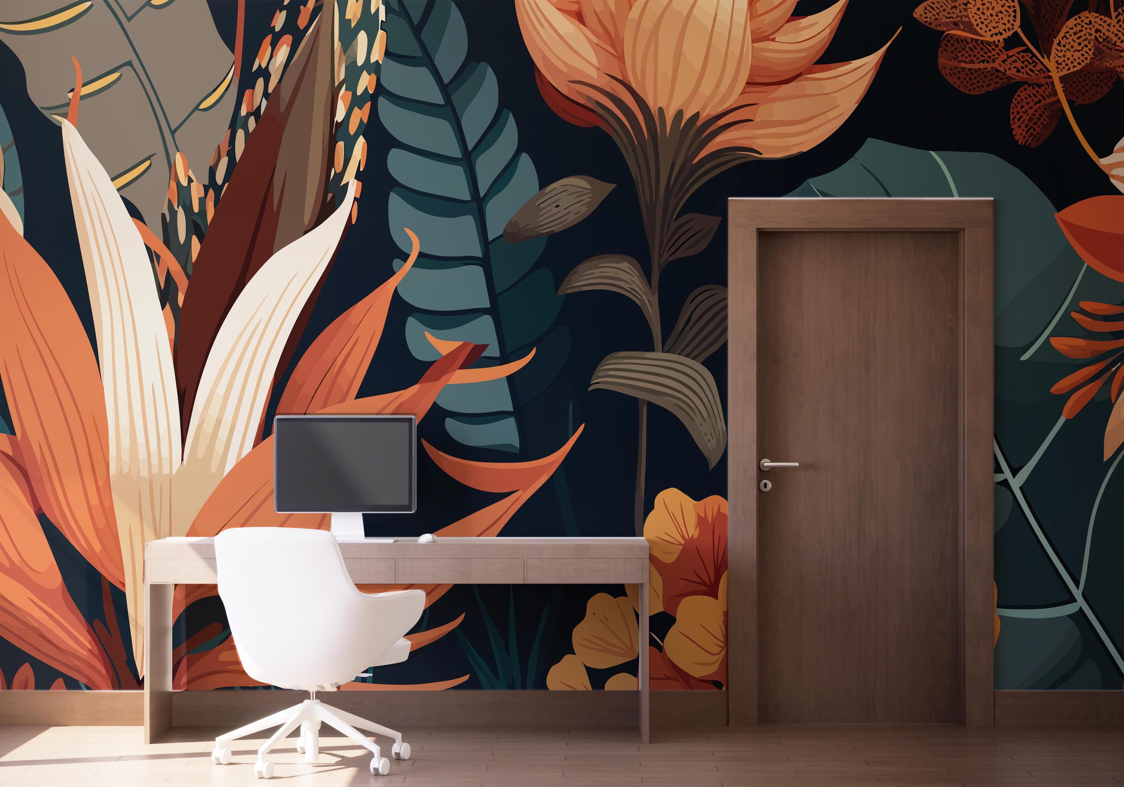 Fototapet Brown Orange Plants mockup 1