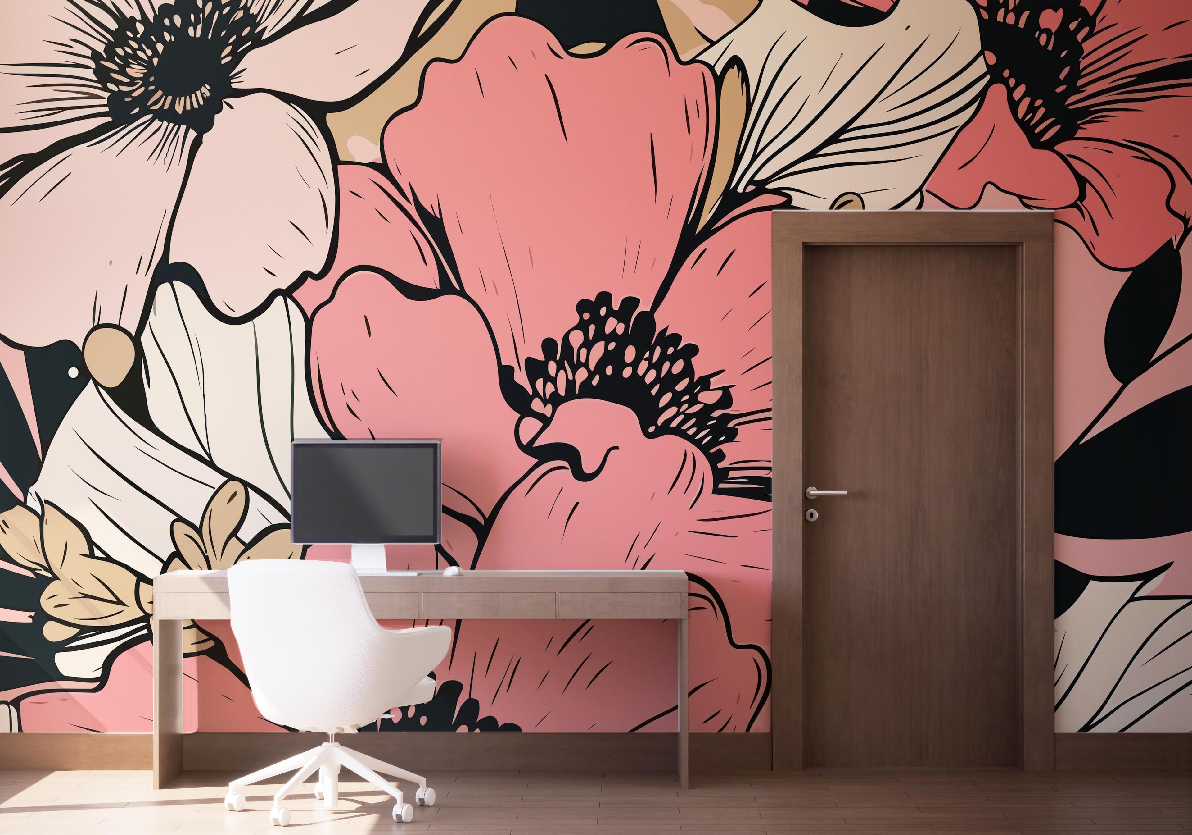 Fototapet Close Pink Flower mockup 1