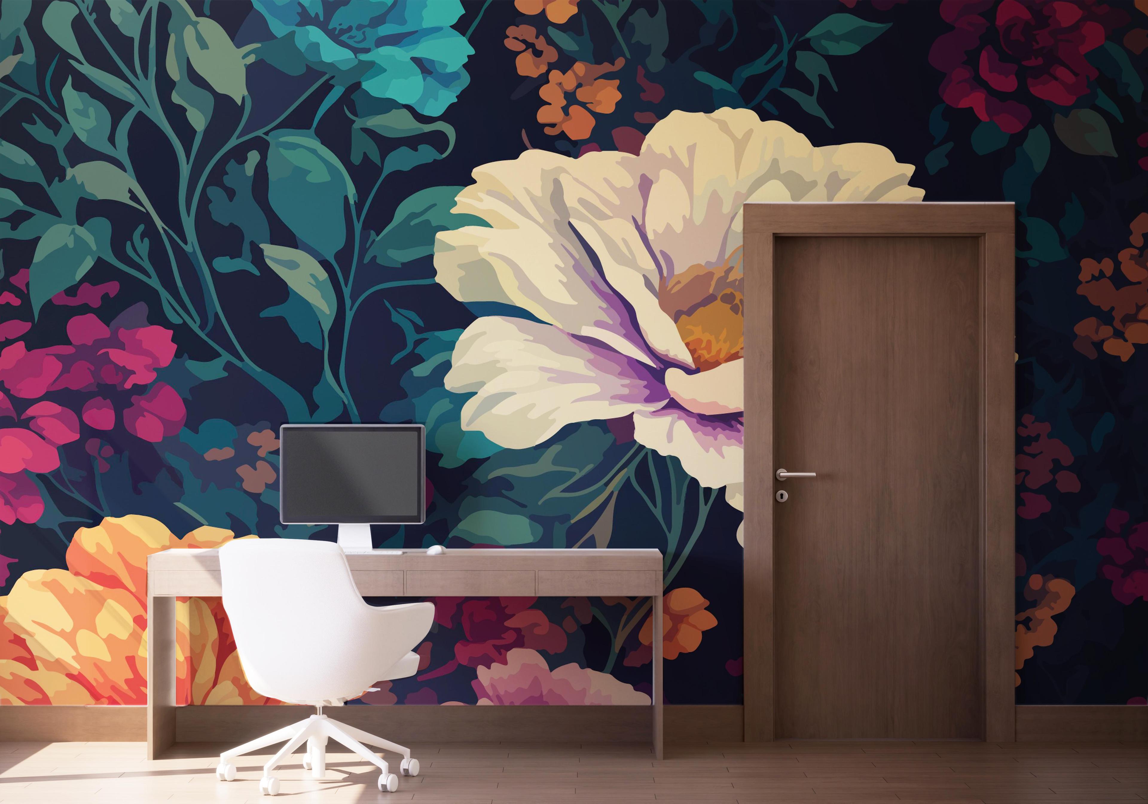 Fototapet Colorful Flowers Art mockup 1