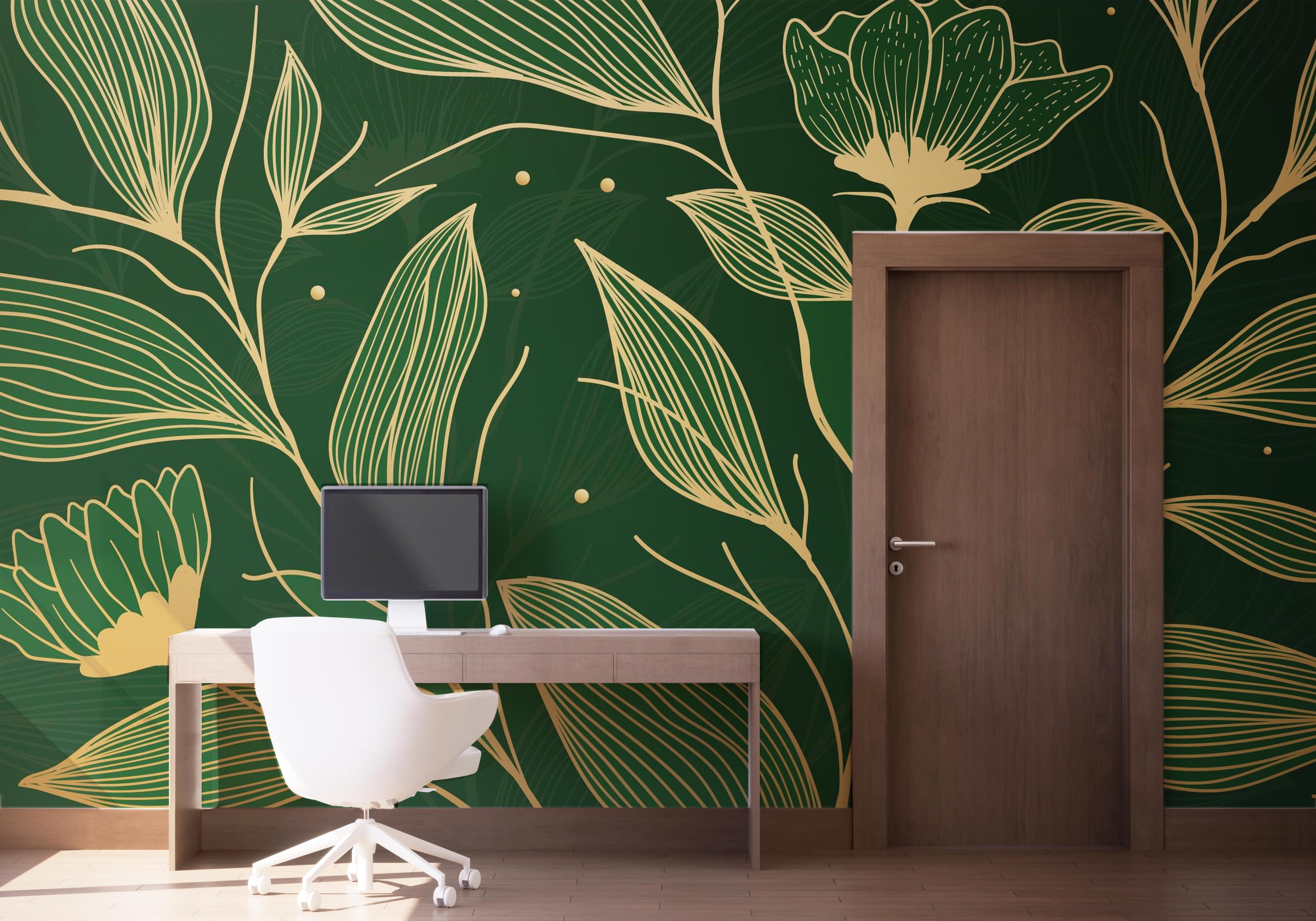 Fototapet Cream Gold Green mockup 1