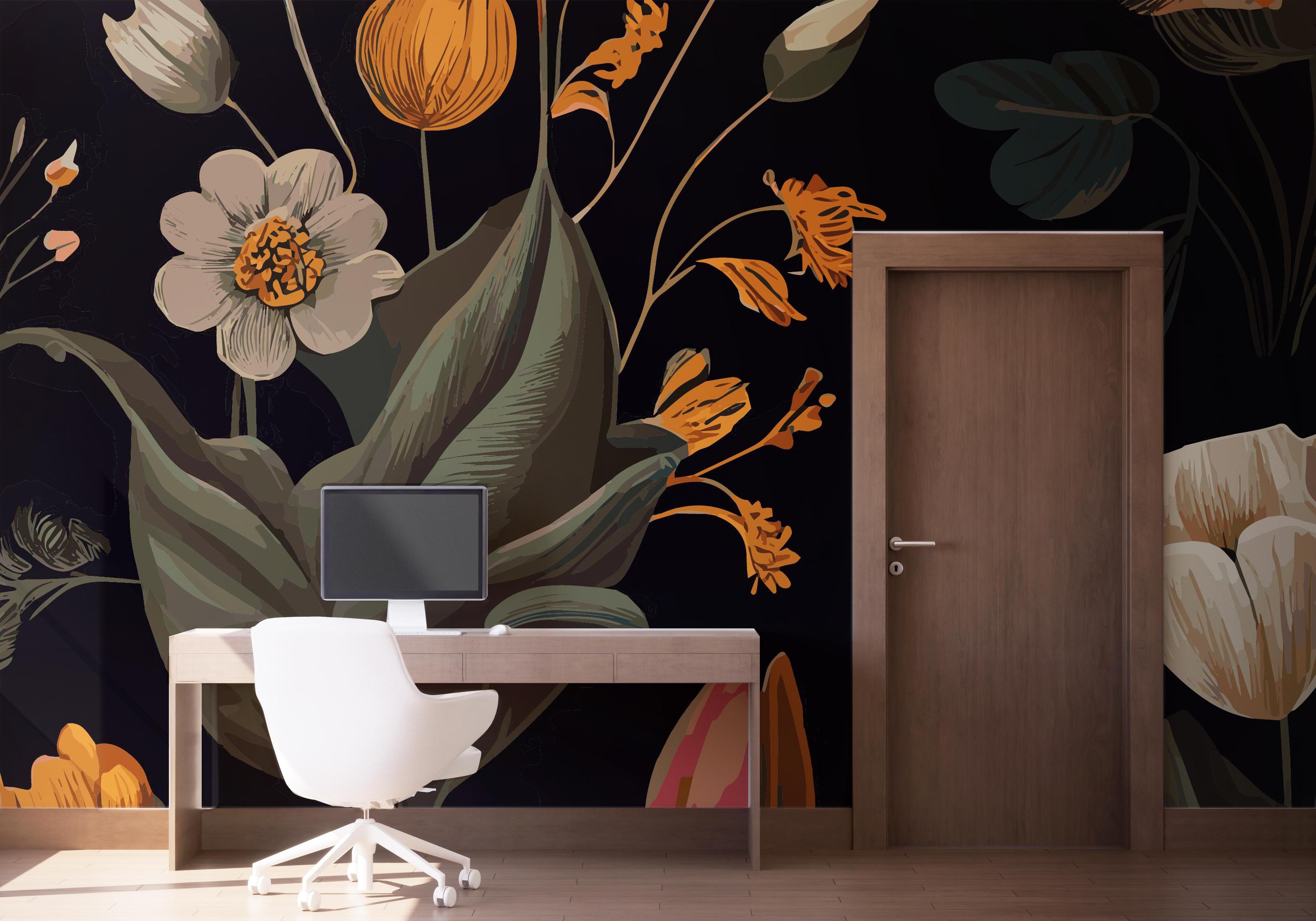 Fototapet Cream Tulip Art mockup 1