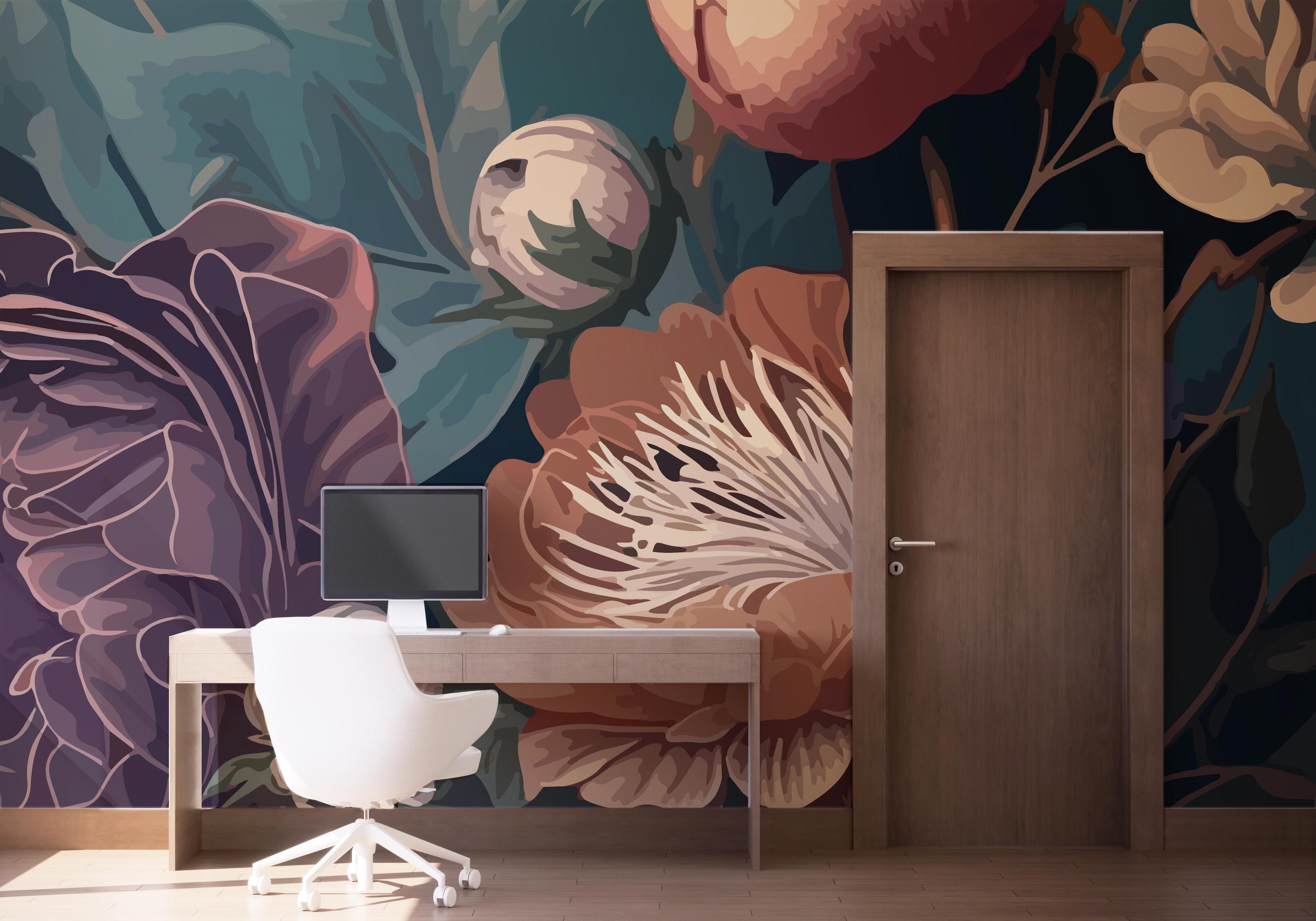 Fototapet Dark Orange Peony mockup 1