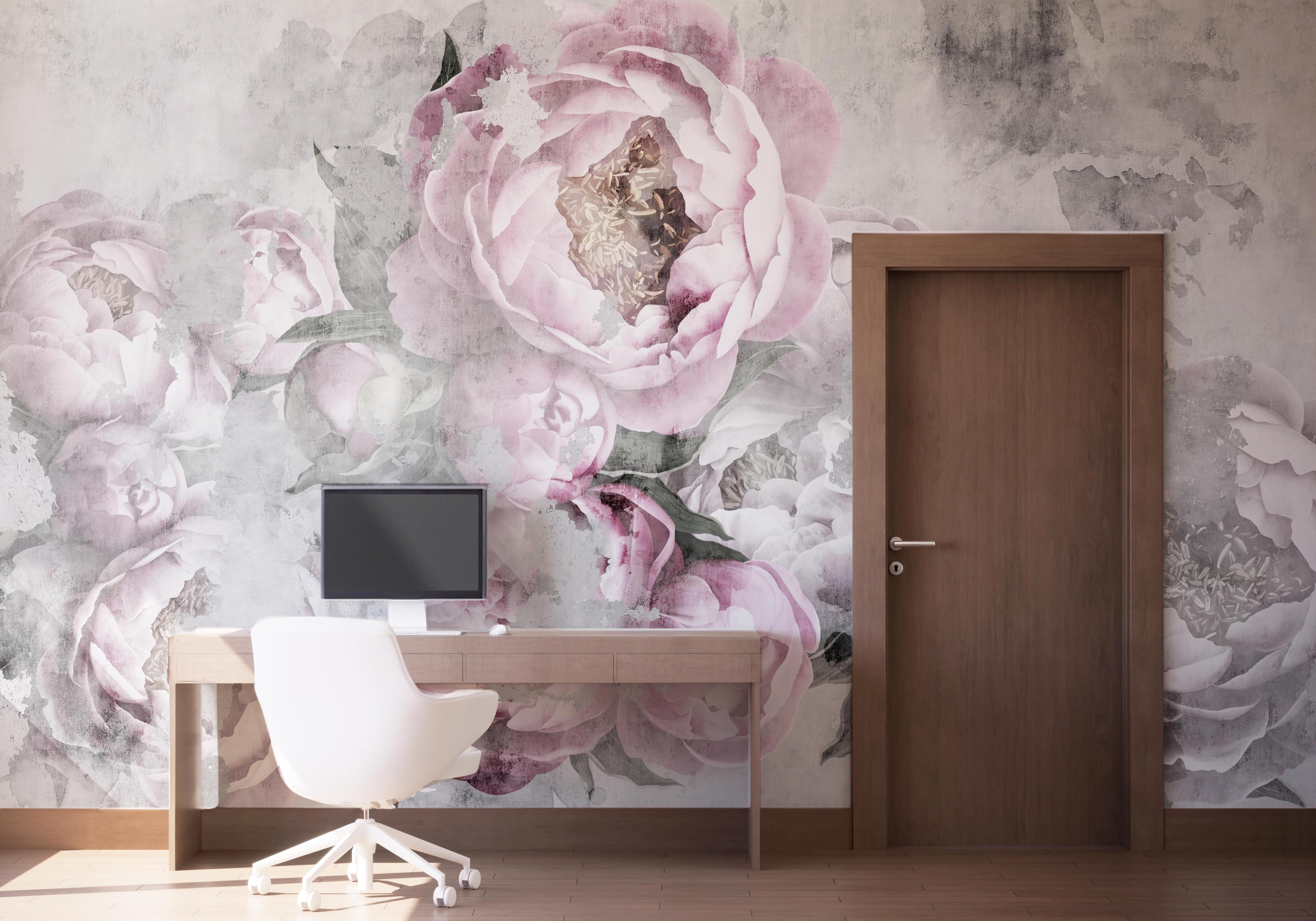 Fototapet Faded Peonies mockup 1