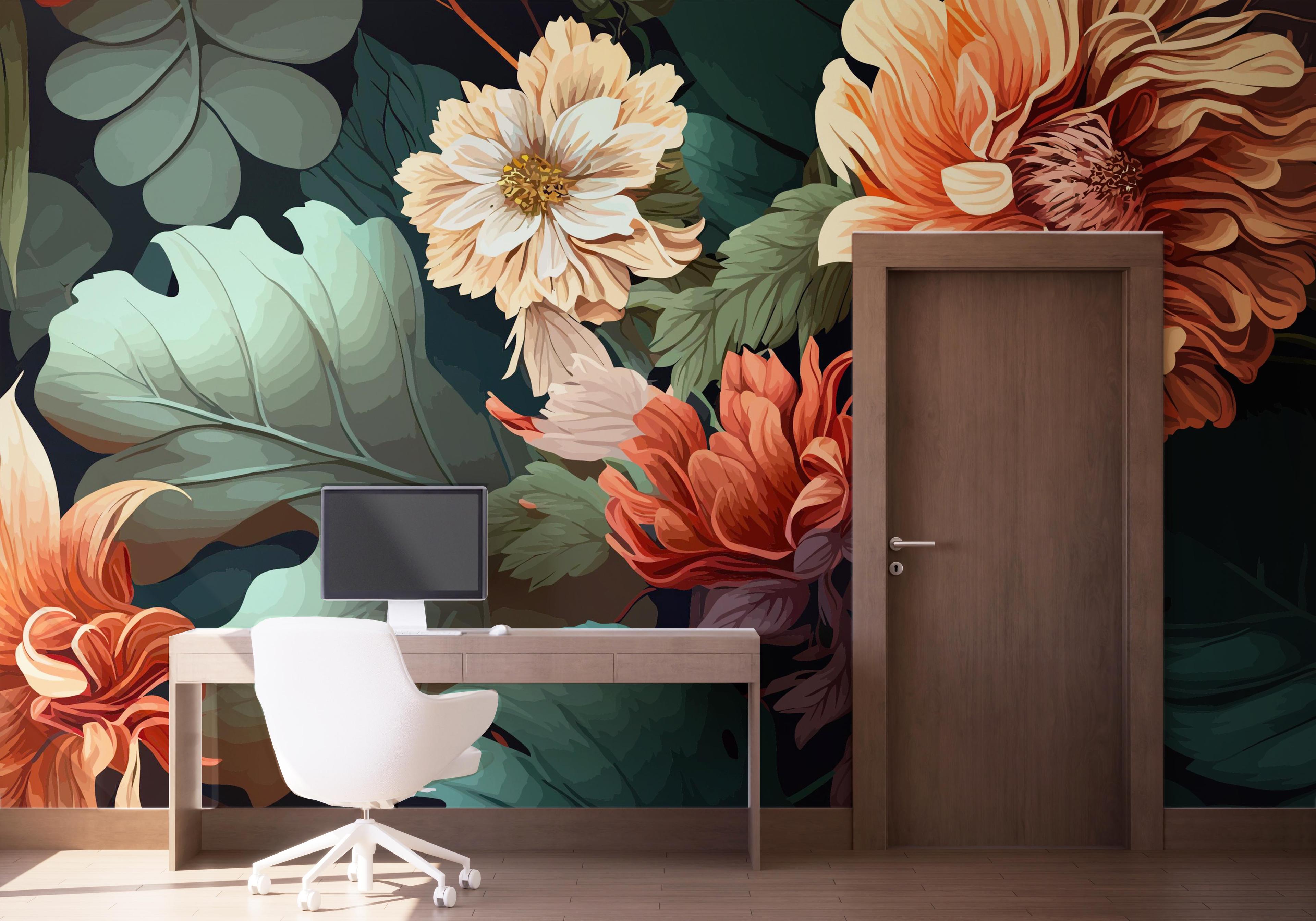 Fototapet Flower Beautiful Cream mockup 1