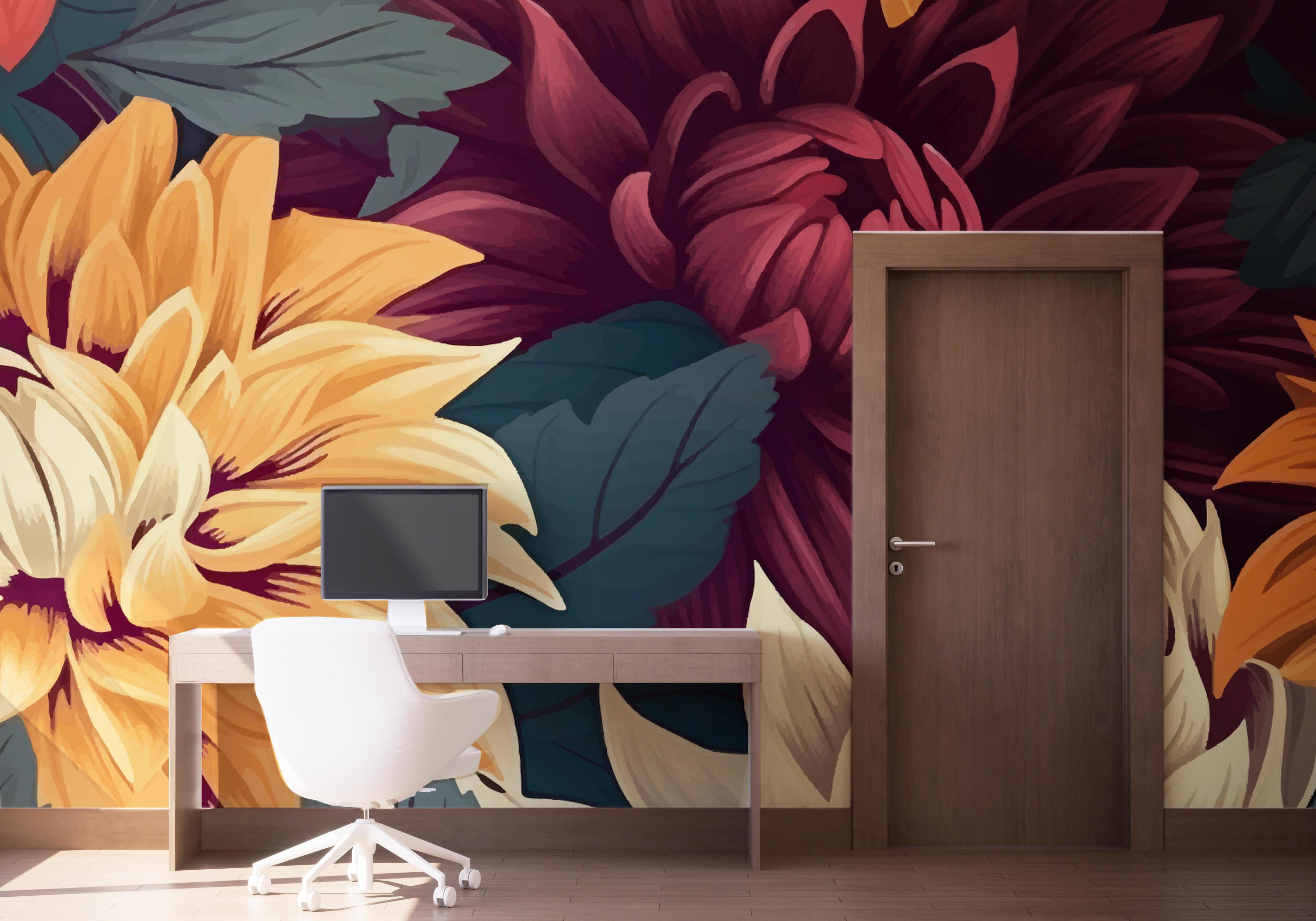 Fototapet Yellow Cream Flower mockup 1