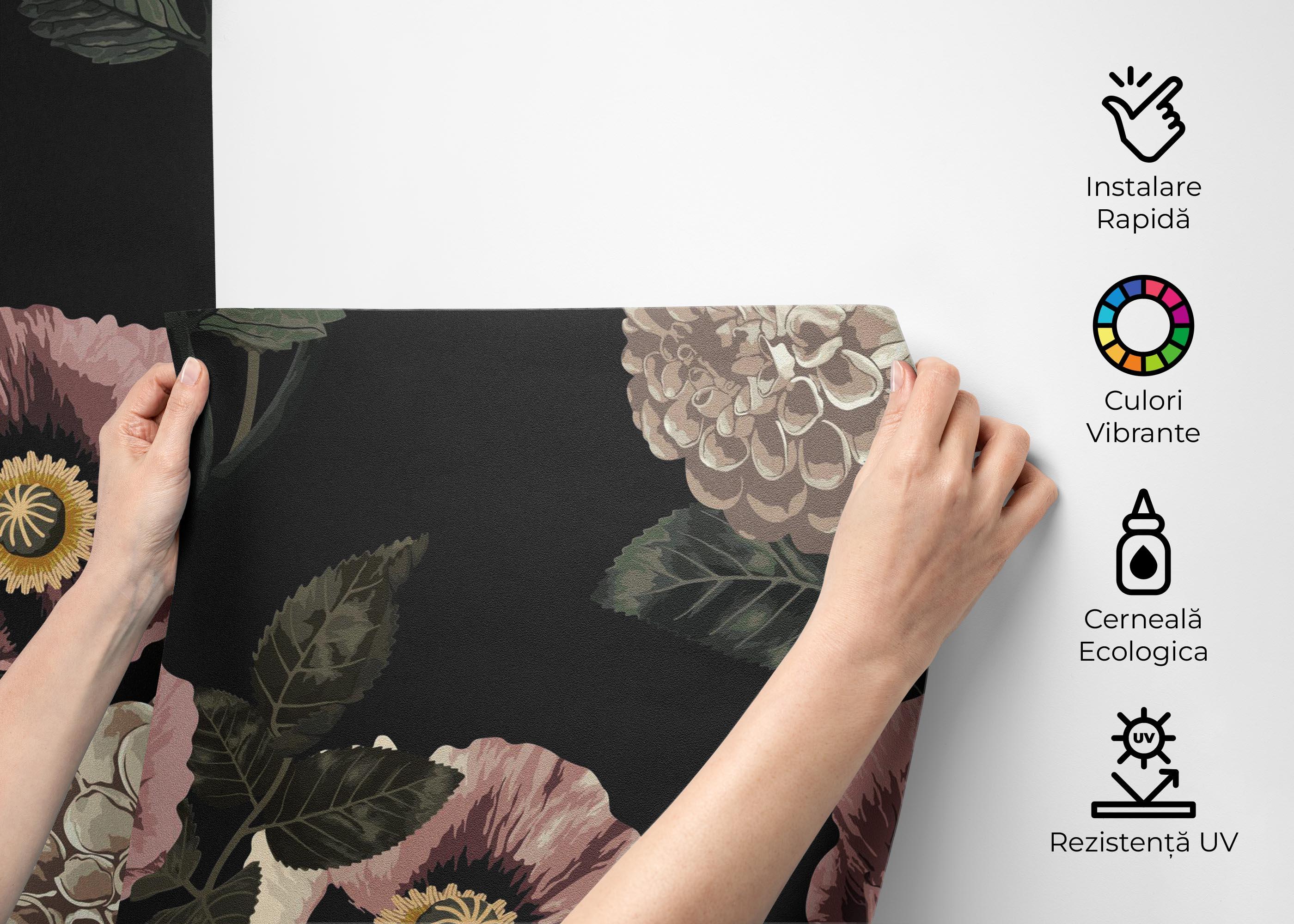 Fototapet Black Pink Poppy mockup 2