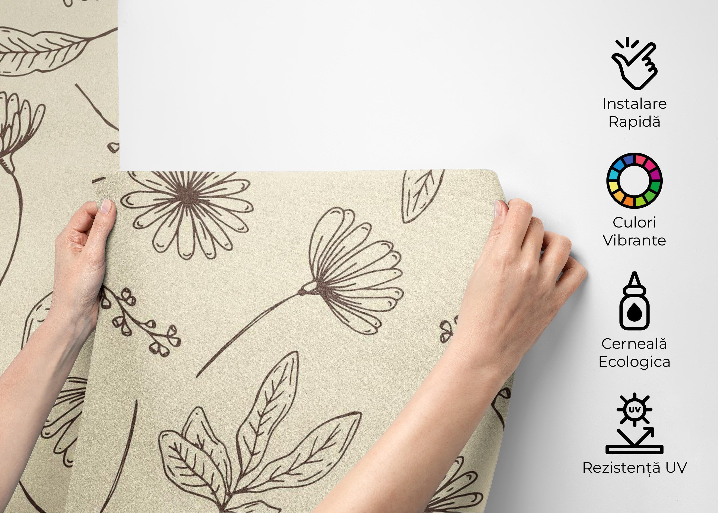 Fototapet Brown Line Flower mockup 2