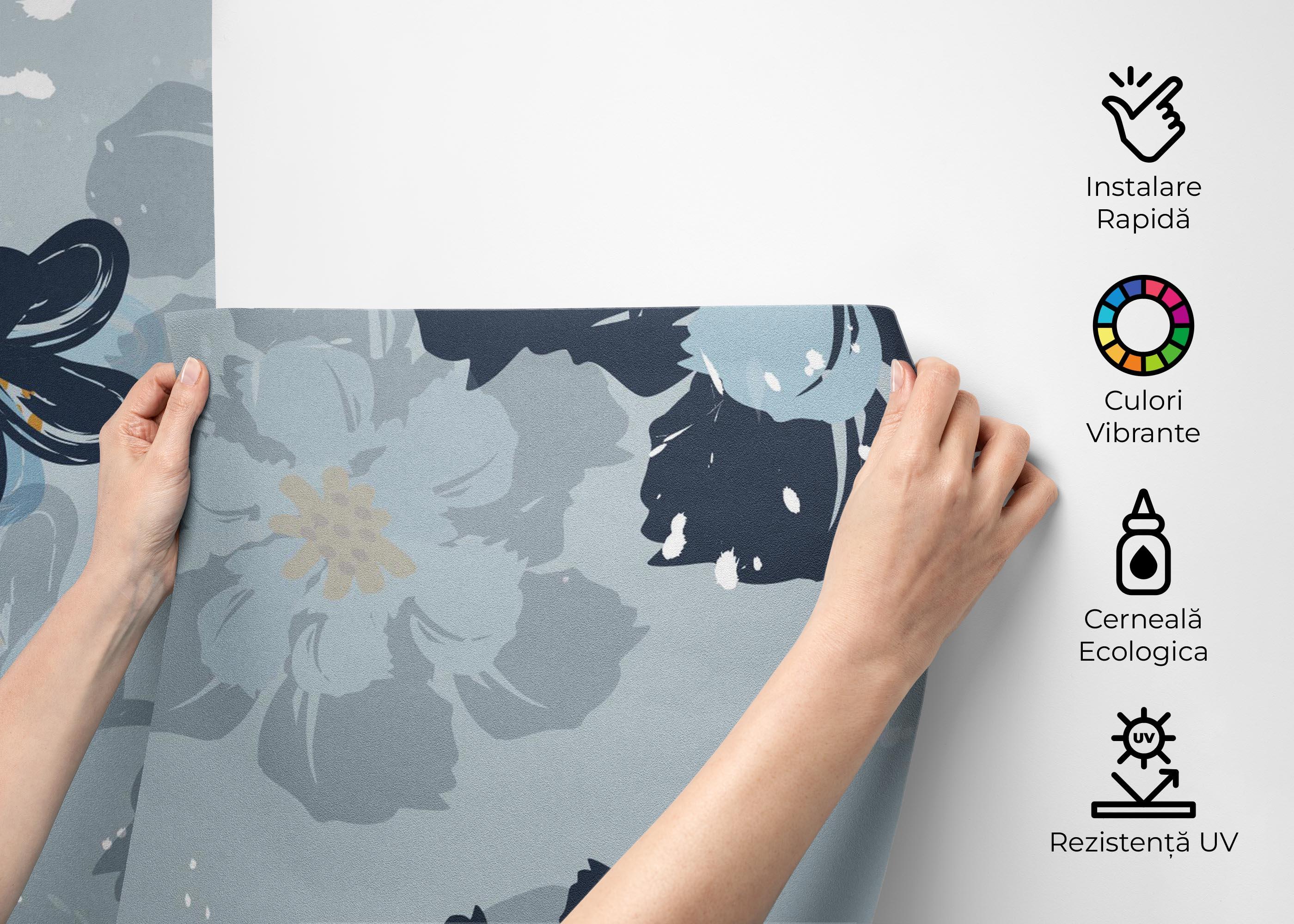 Fototapet Dark Light Blue Flower mockup 2