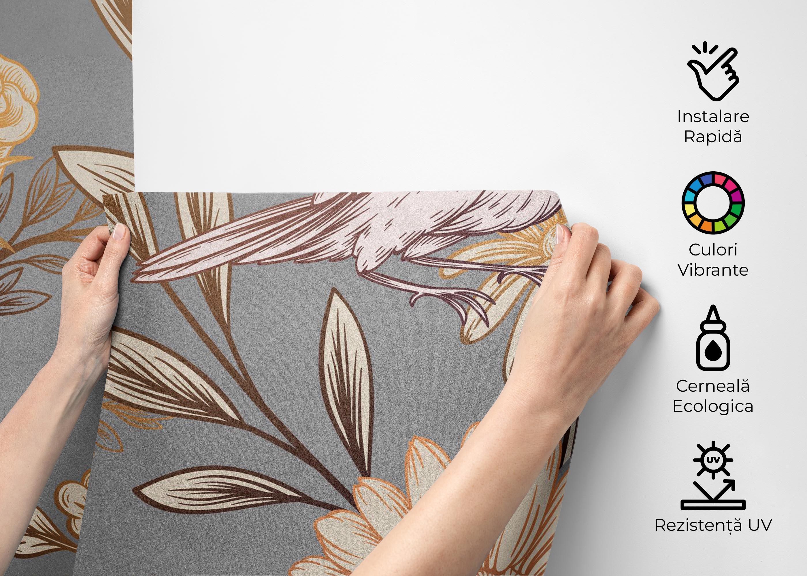 Fototapet Gold Brown Flower mockup 2