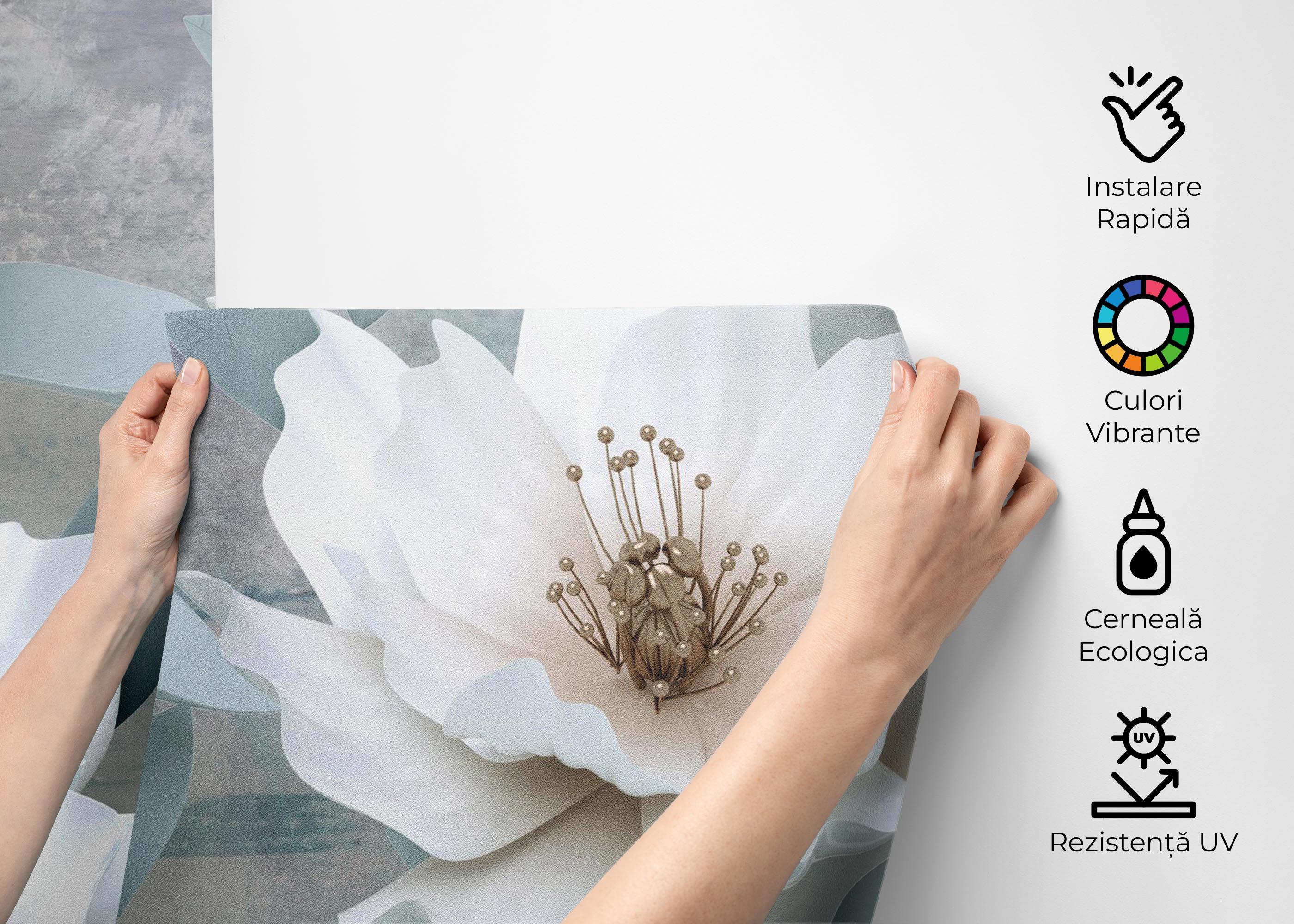 Fototapet Light Turquoise Flowers mockup 2