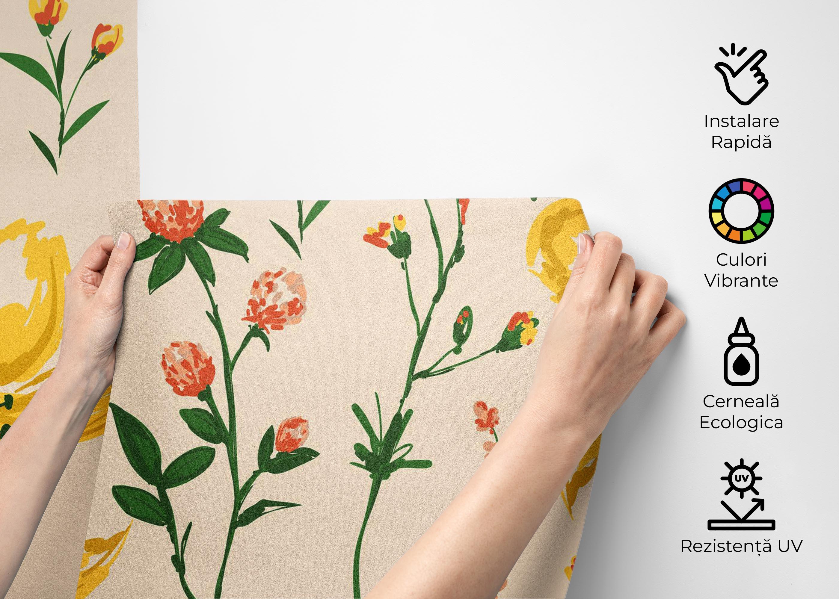 Fototapet Yellow Pink Flower mockup 2