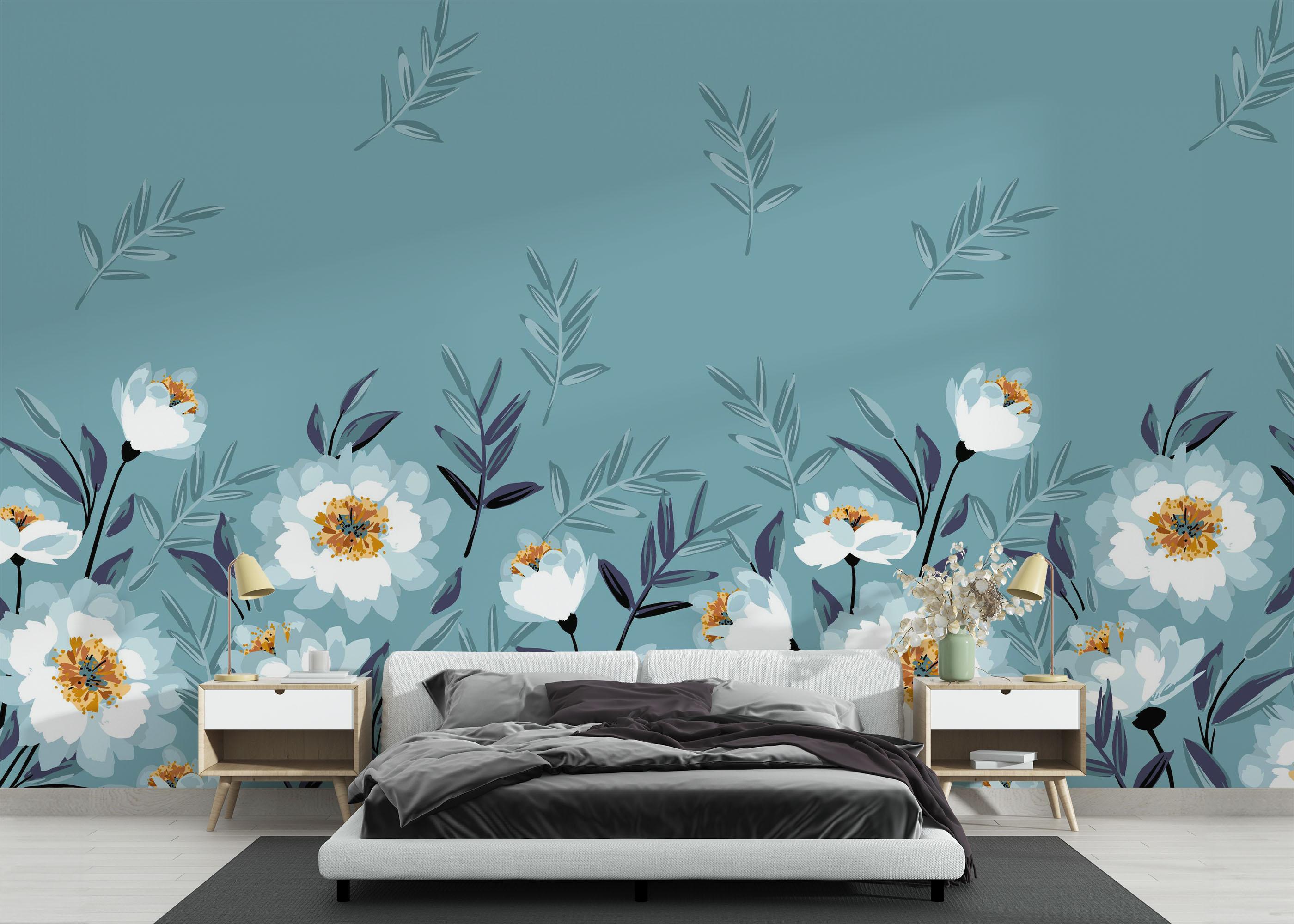 Fototapet Baby Blue Flower mockup 3