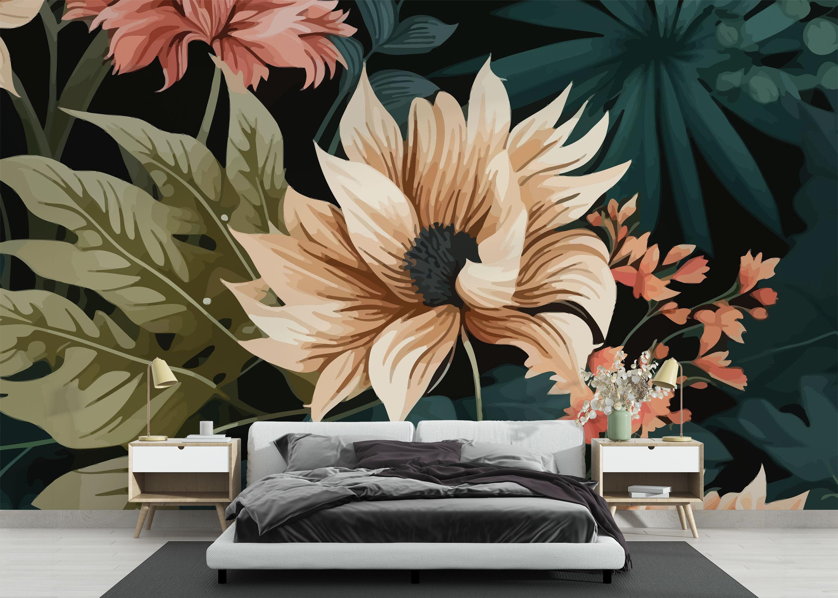 Fototapet Beautiful Cream Flower mockup 3