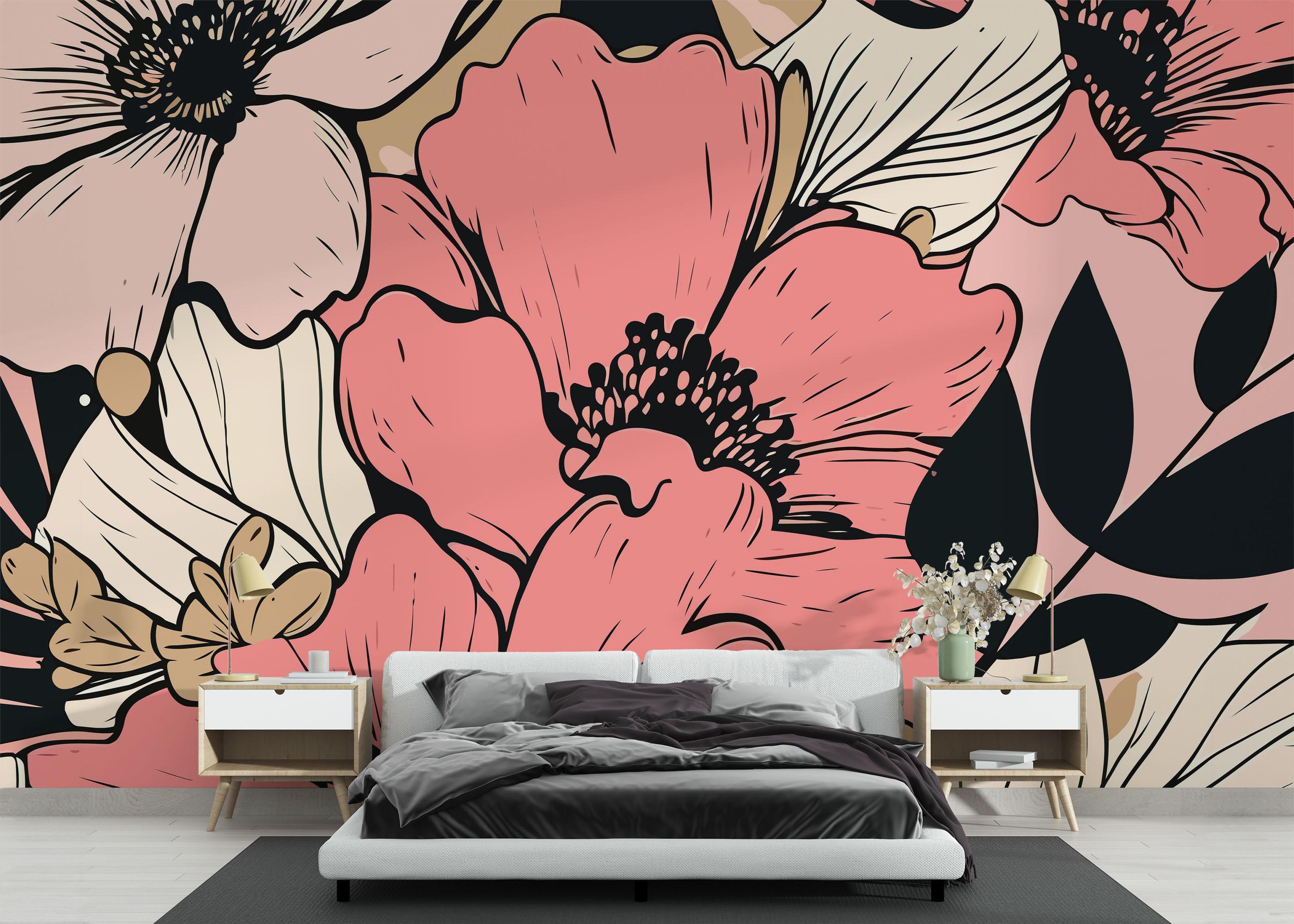 Fototapet Close Pink Flower mockup 3