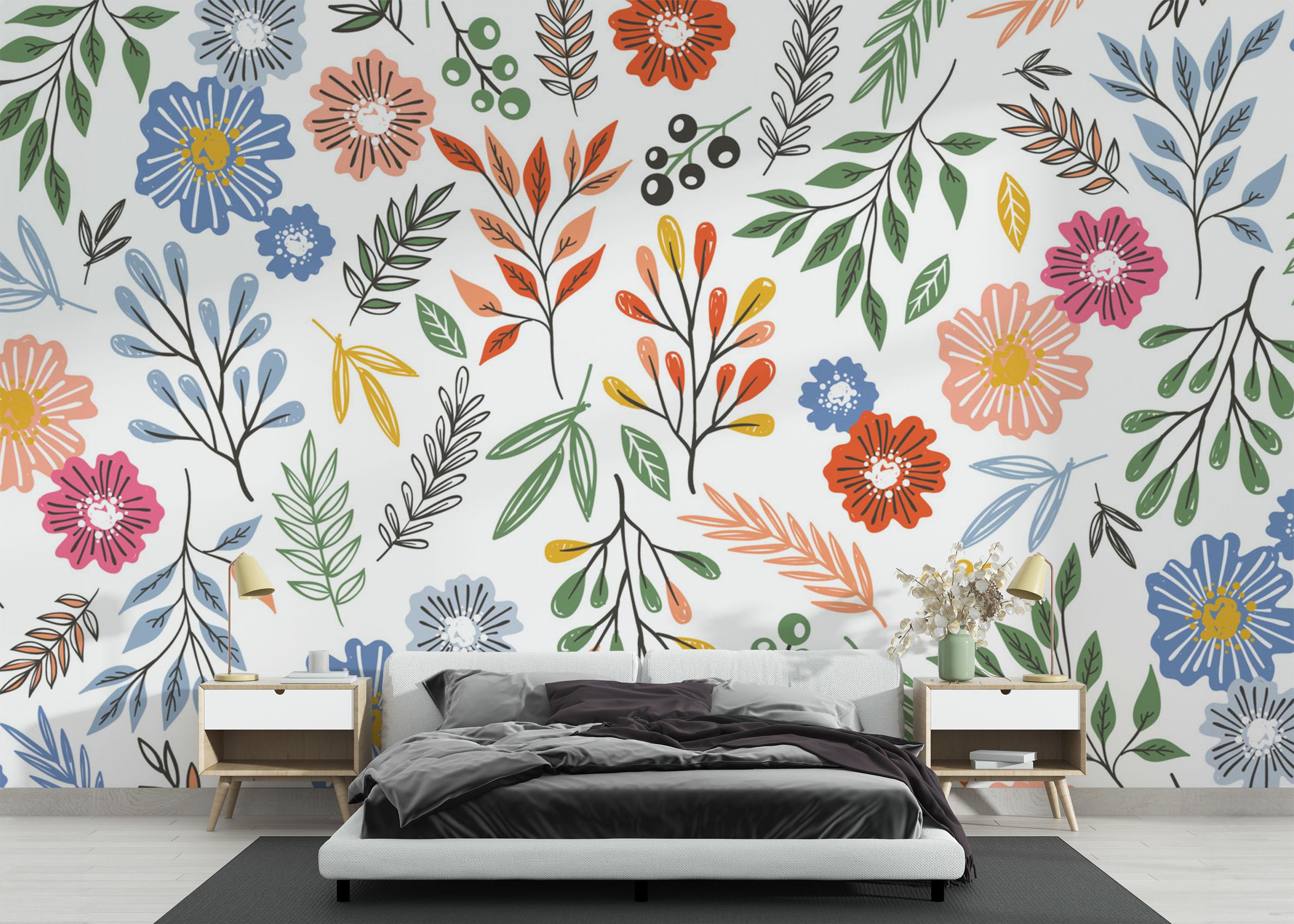 Fototapet Colored Flower Pattern mockup 3