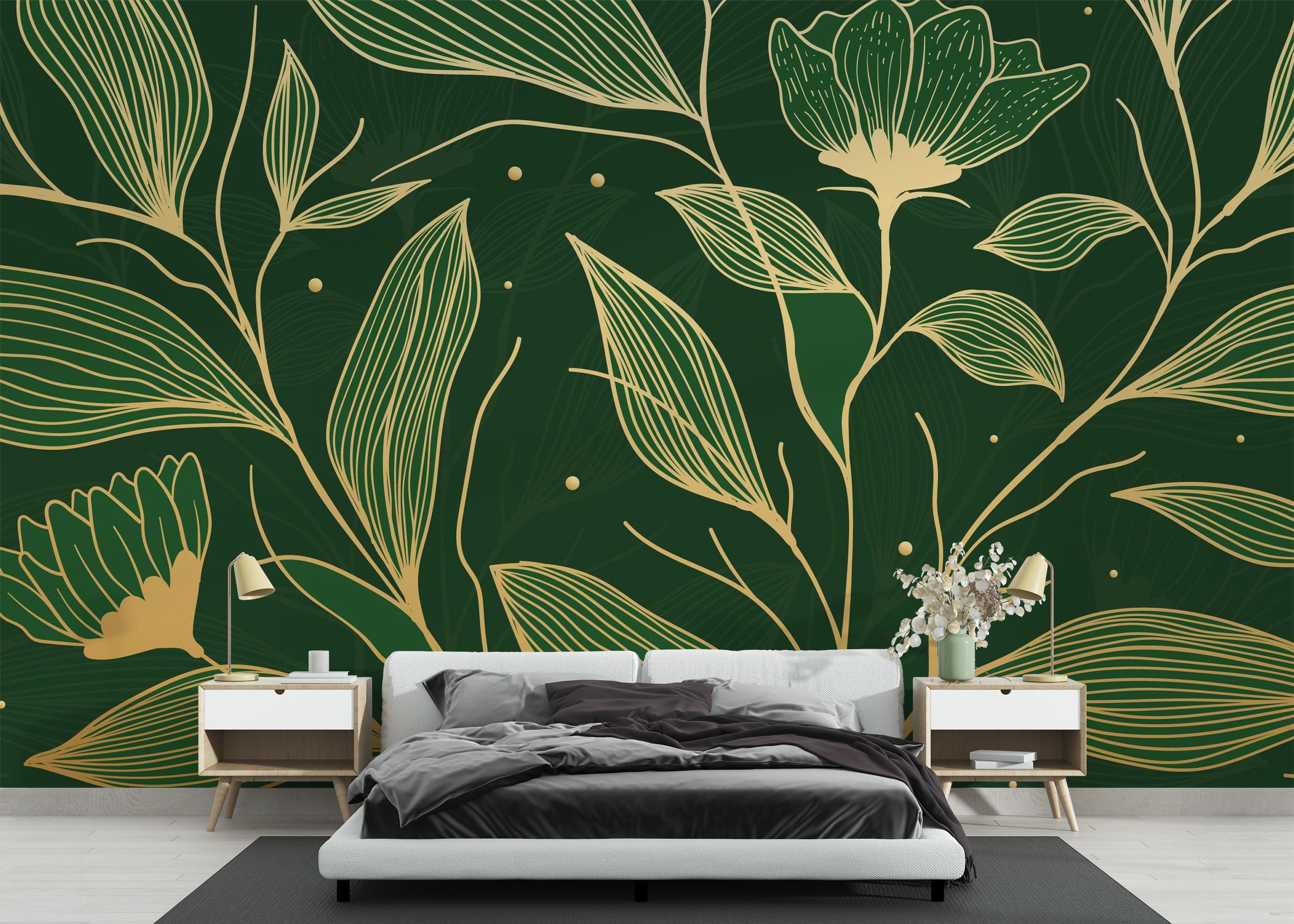 Fototapet Cream Gold Green mockup 3