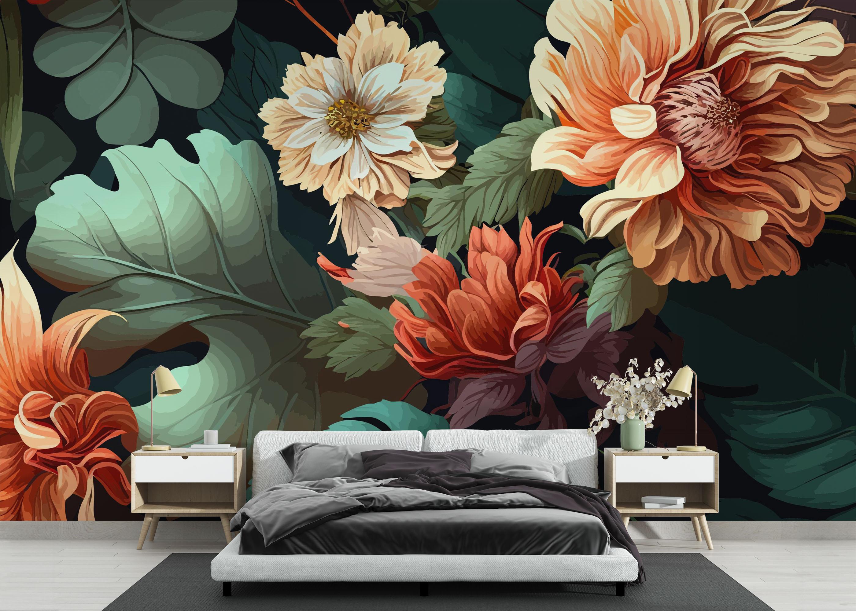 Fototapet Flower Beautiful Cream mockup 3