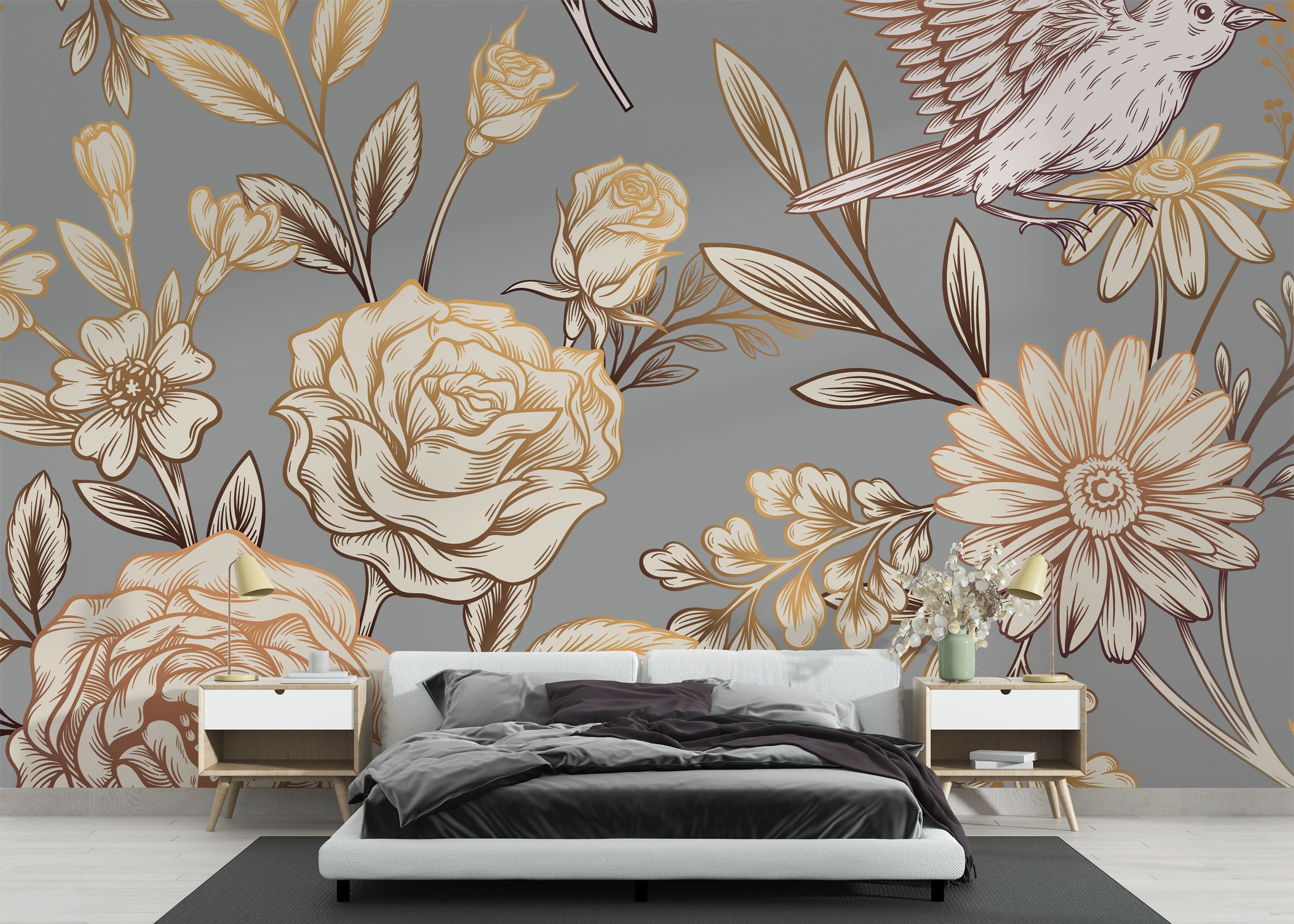 Gold Brown Flower mockup 3