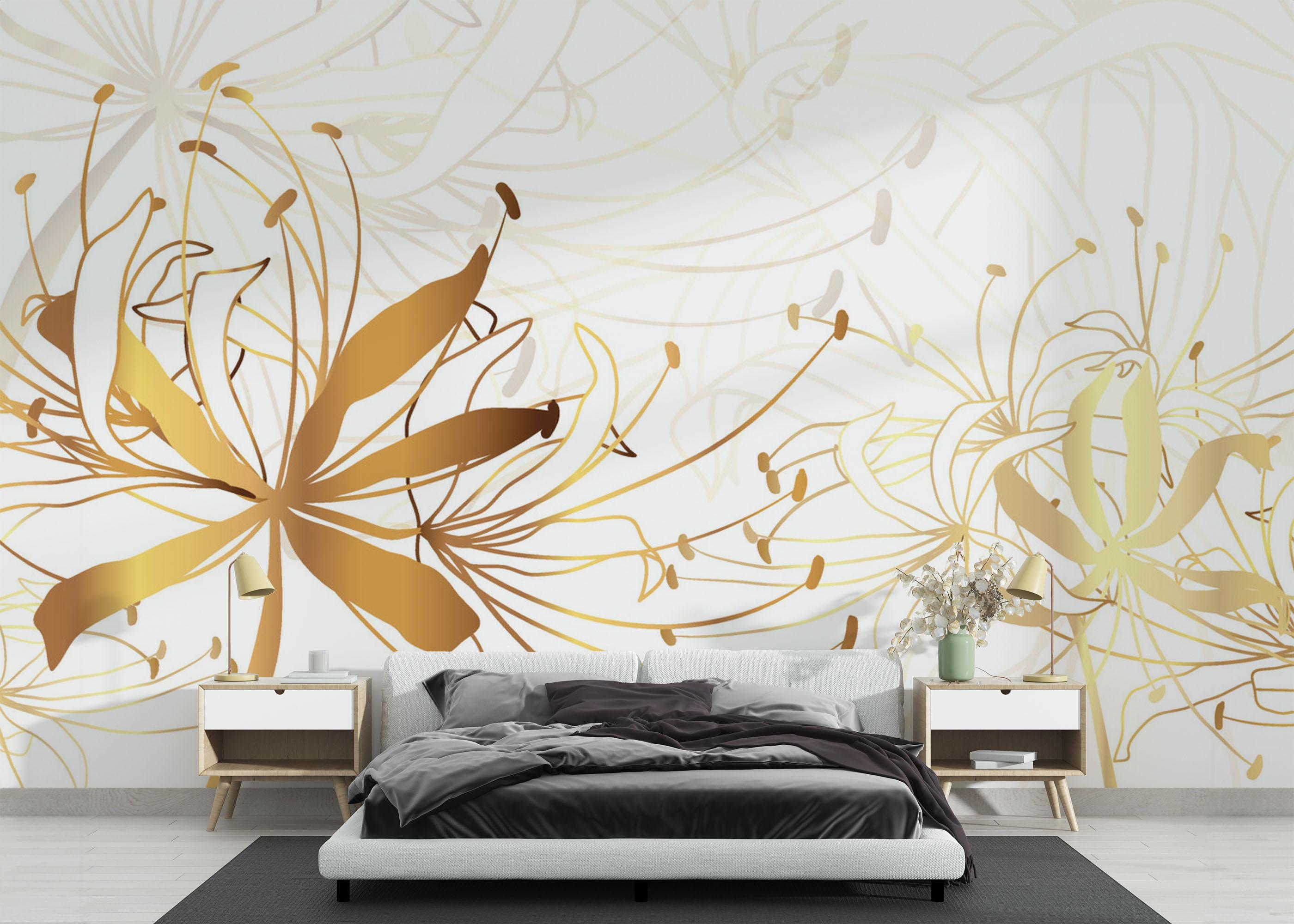 Fototapet Luxury Gold Floral mockup 3