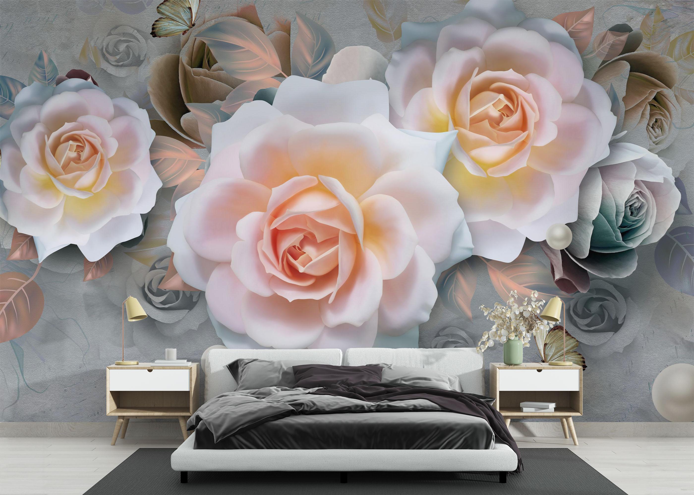 Fototapet Marzipan Rose mockup 3