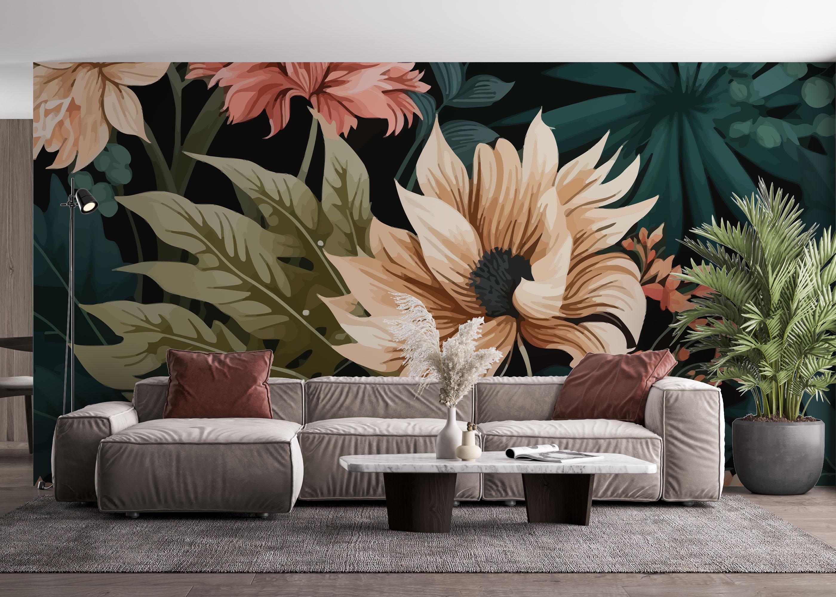 Fototapet Beautiful Cream Flower mockup 4