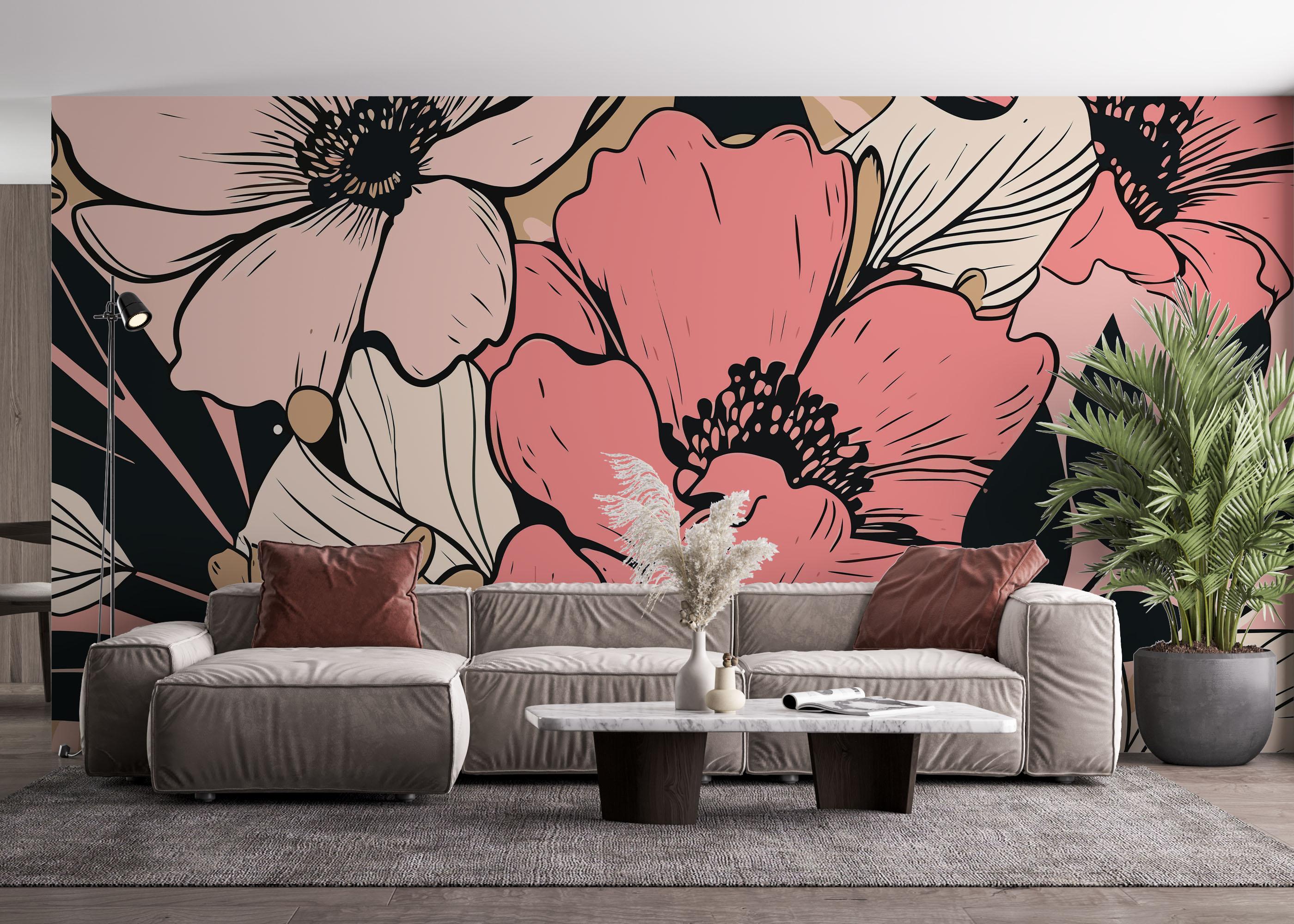 Fototapet Close Pink Flower mockup 4