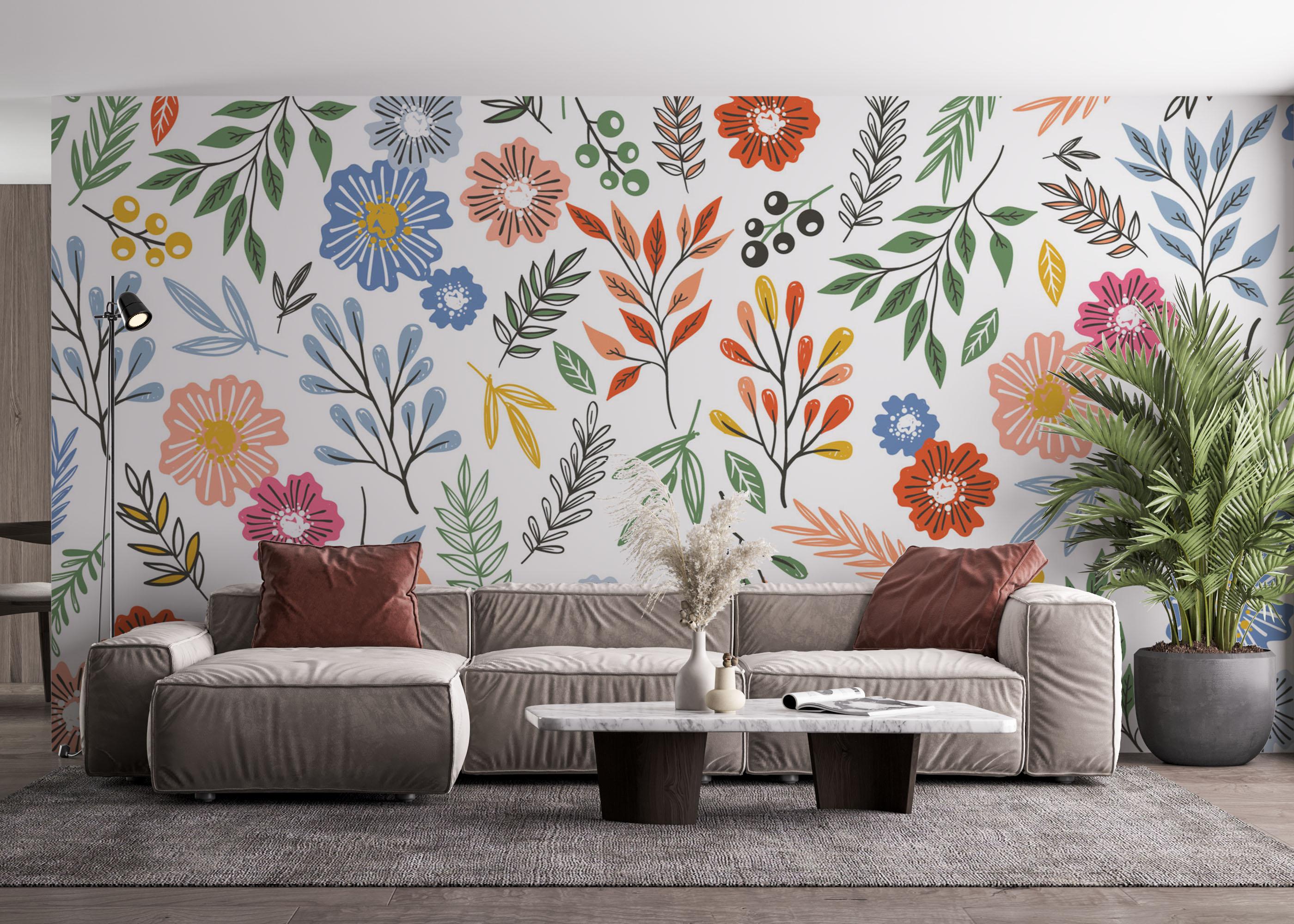 Fototapet Colored Flower Pattern mockup 4