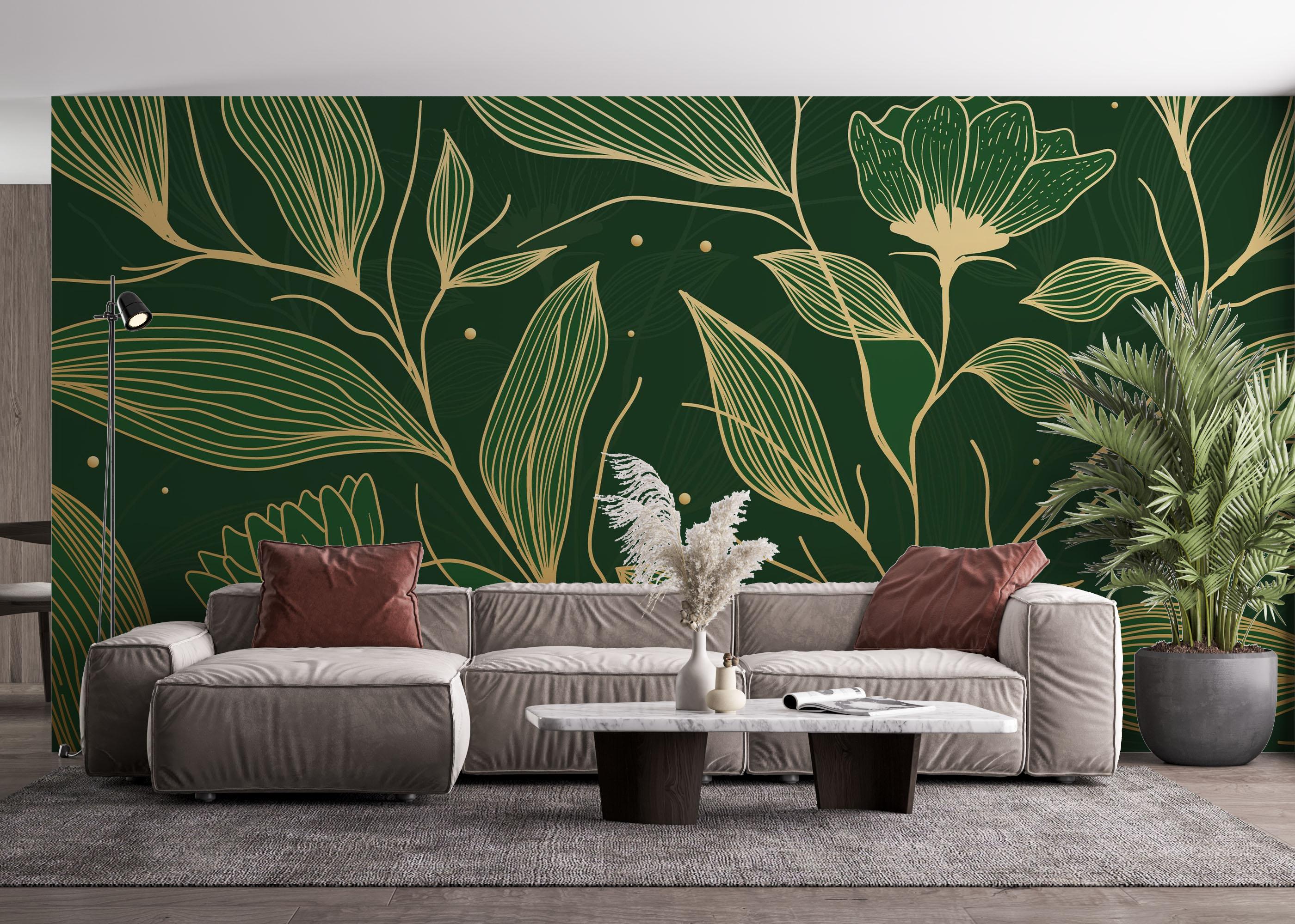 Fototapet Cream Gold Green mockup 4